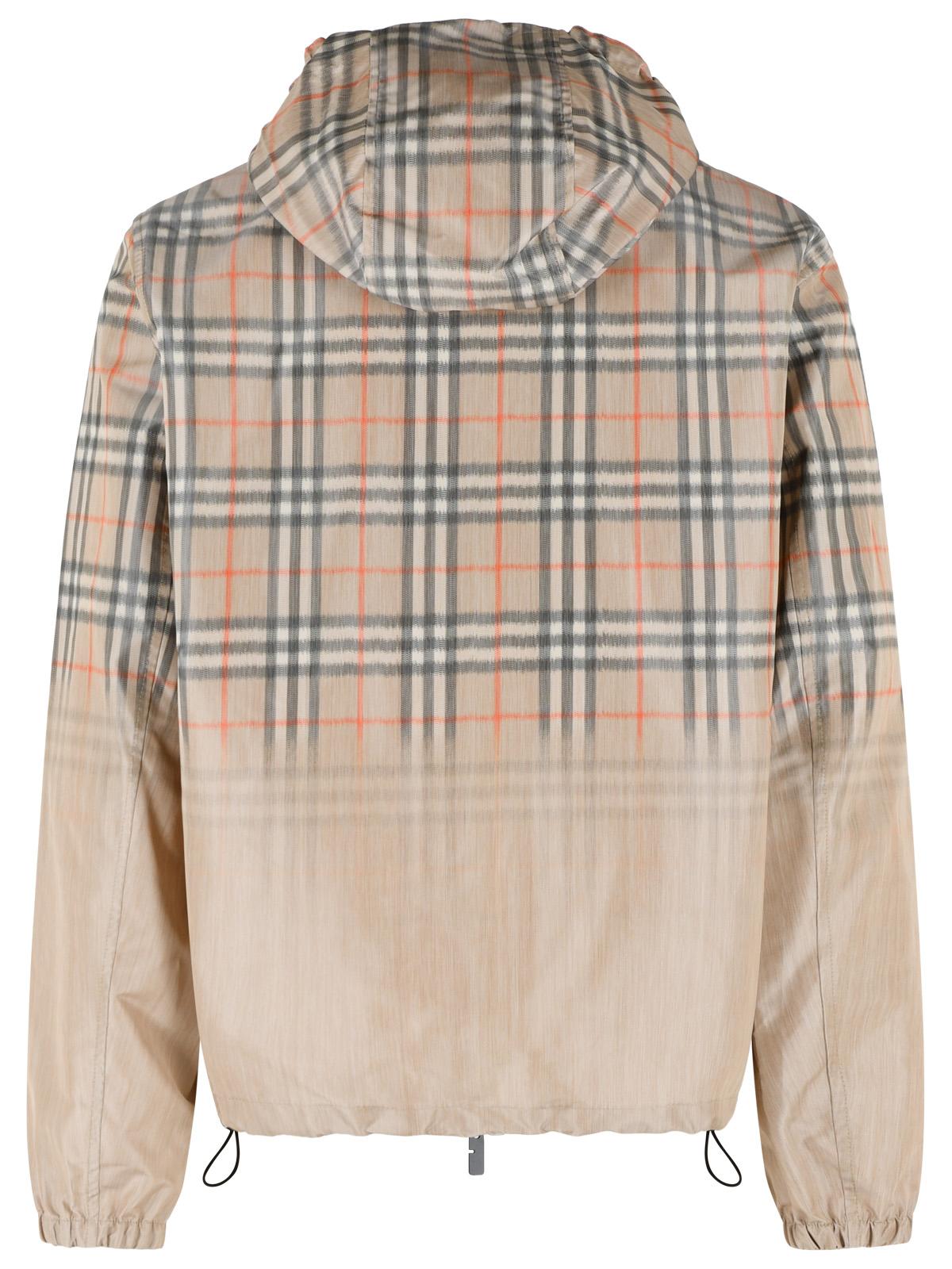 Burberry Hooded Jacket And 'Check' Shaded Sand Beige Men BURBERRY