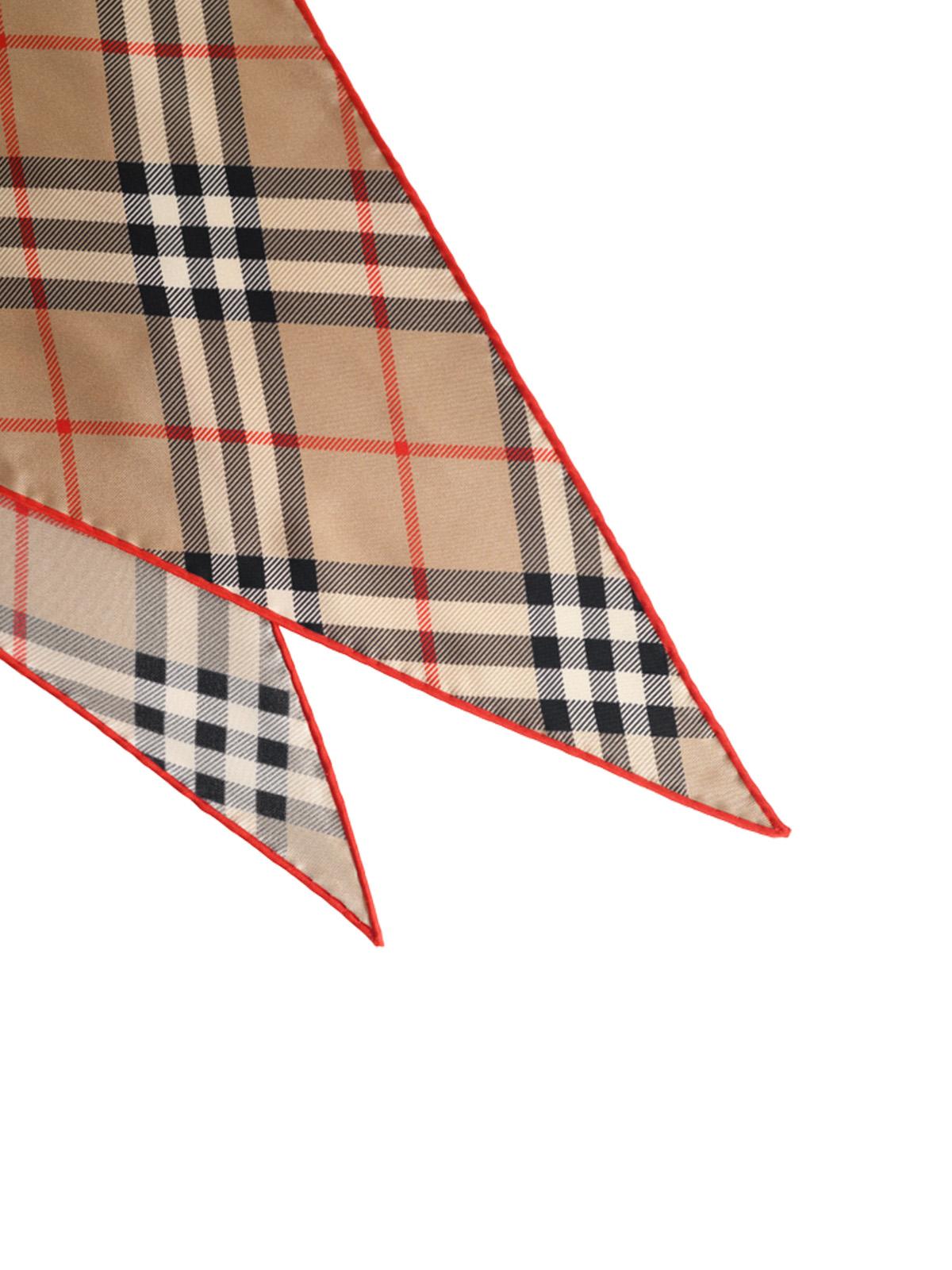 Burberry Sand Beige 'Check' Silk Scarf Women BURBERRY