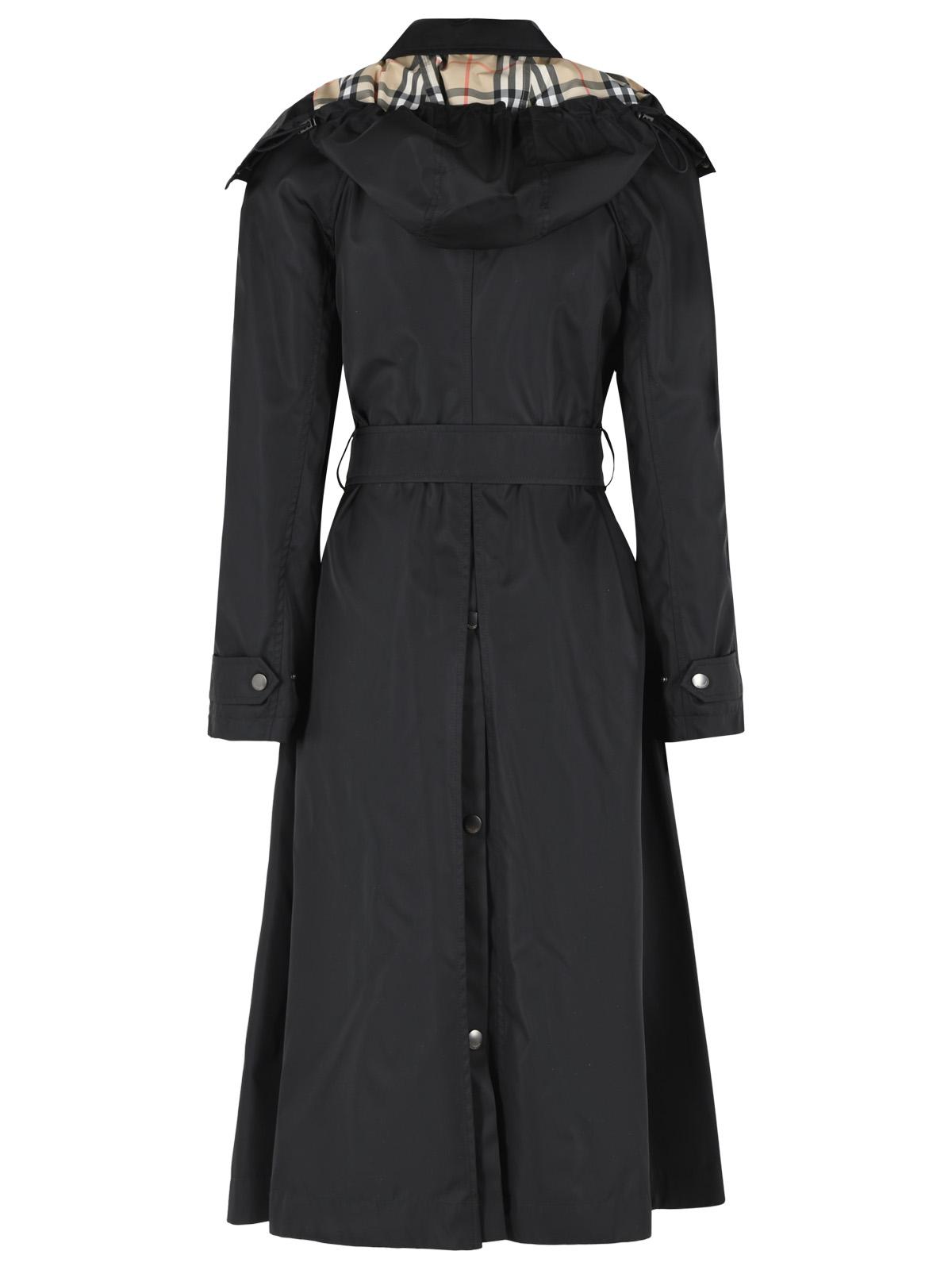 Burberry Long Car Coat With Black Nylon Hood Women BURBERRY