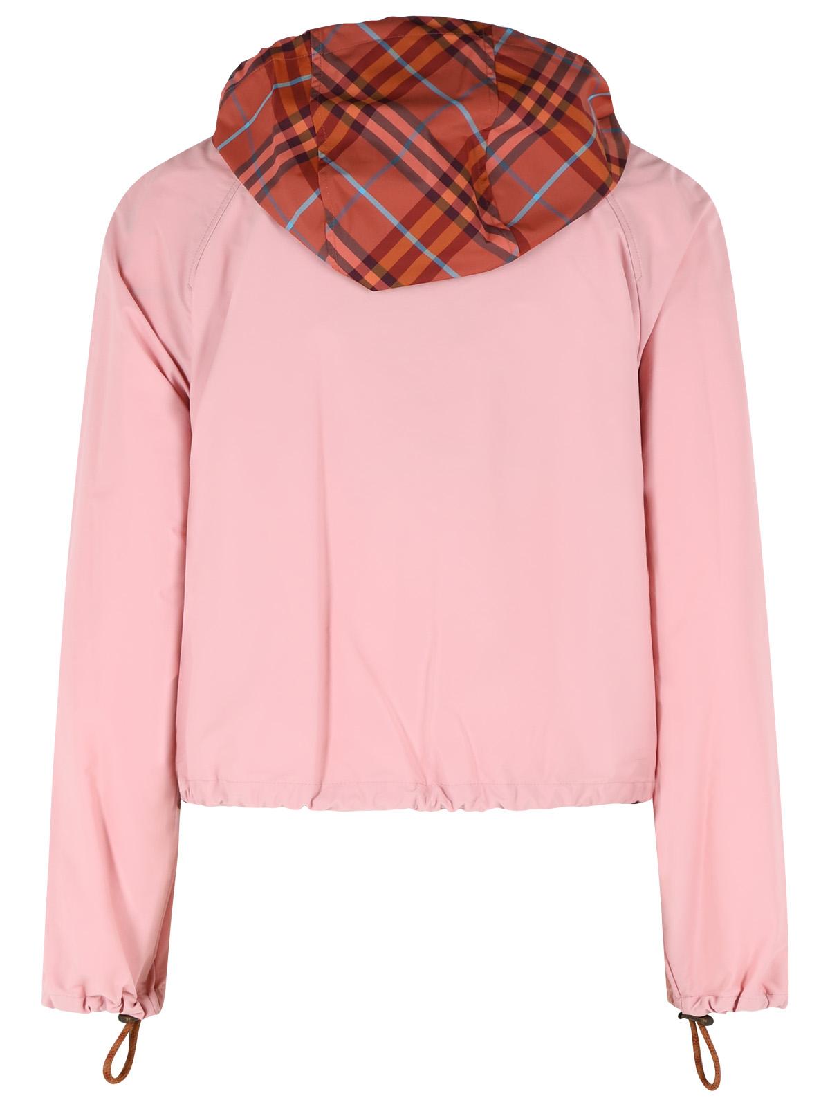 Burberry Begonia Pink 'Newcott' Cropped Polyamide Hooded Jacket Women BURBERRY