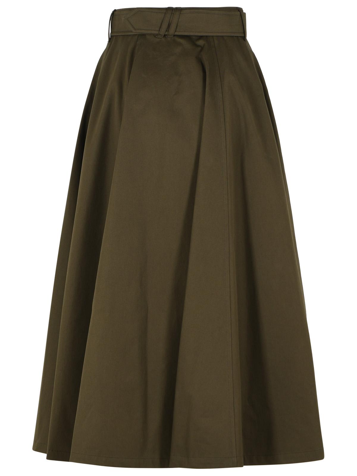 Burberry 'Brenda' Midi Trench Skirt In Green Cotton 'Juniper' Garbadine Women BURBERRY