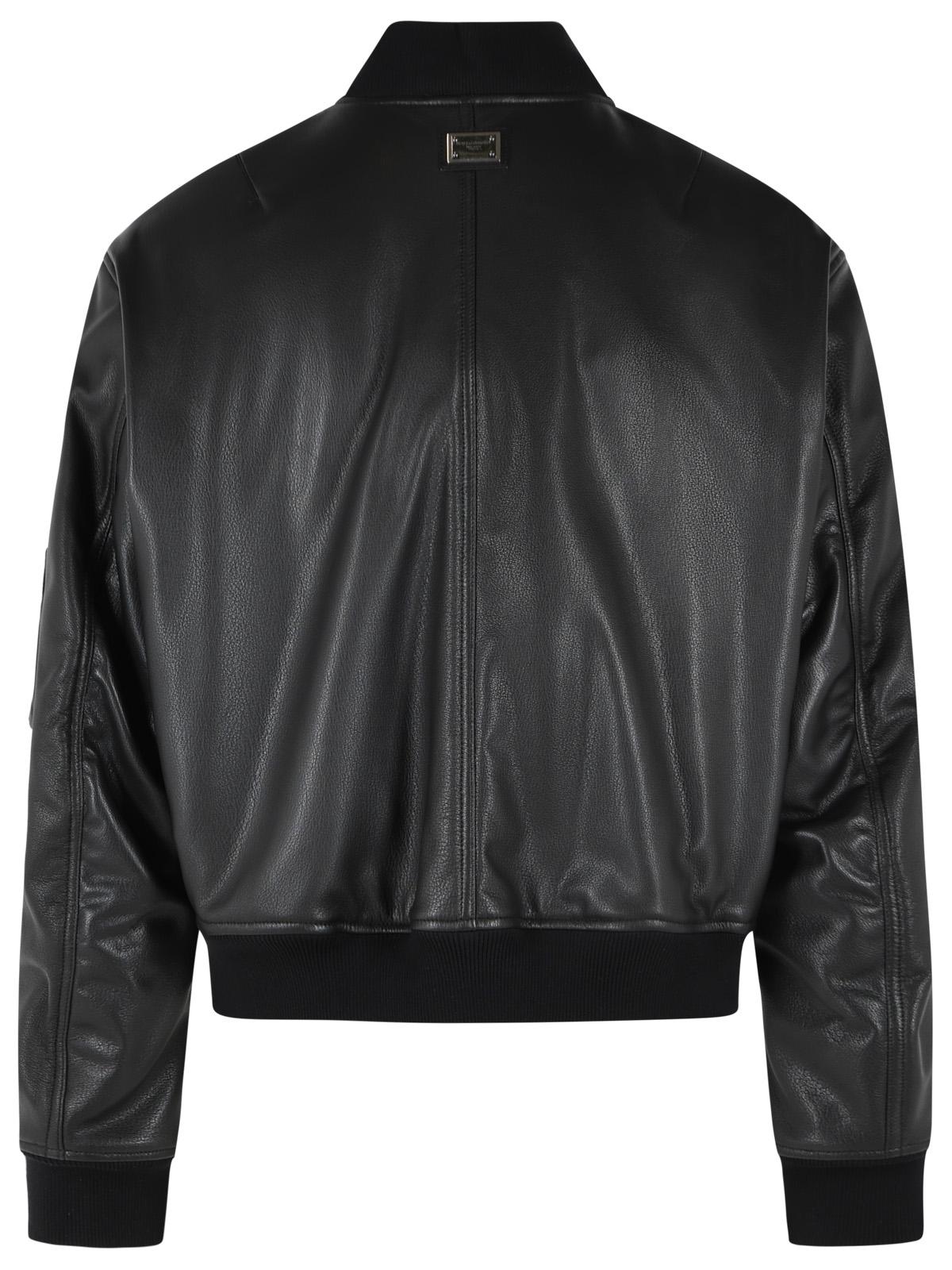 Dolce & Gabbana Black Leather Bomber Jacket Men DOLCE & GABBANA