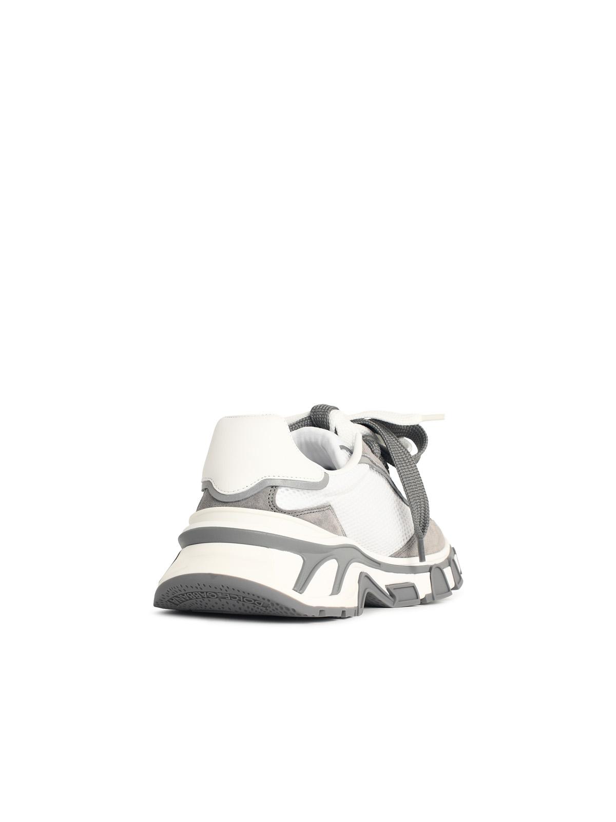 Dolce & Gabbana 'Airmaster' White And Grey Fabric And Leather Sneakers Men DOLCE & GABBANA