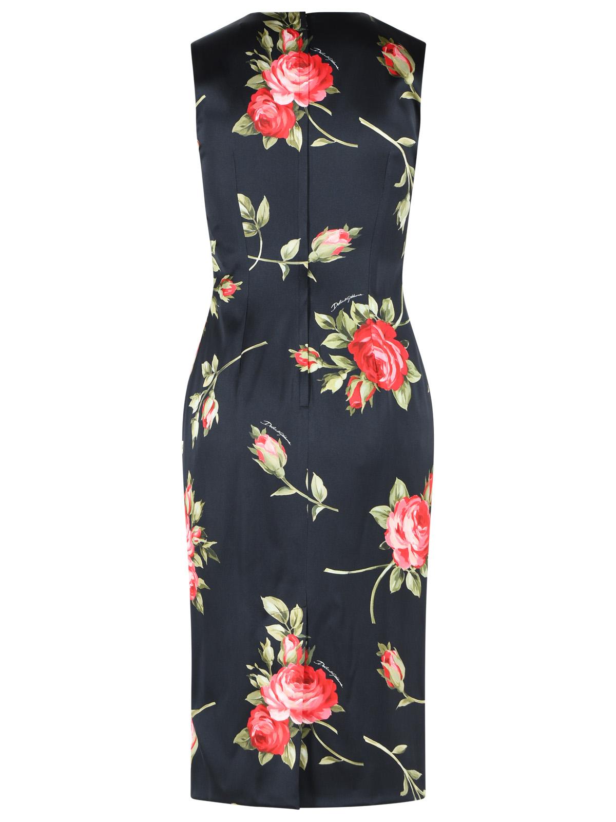 Dolce & Gabbana 'Bouquet Di Rose' Black Viscose Dress Women DOLCE & GABBANA