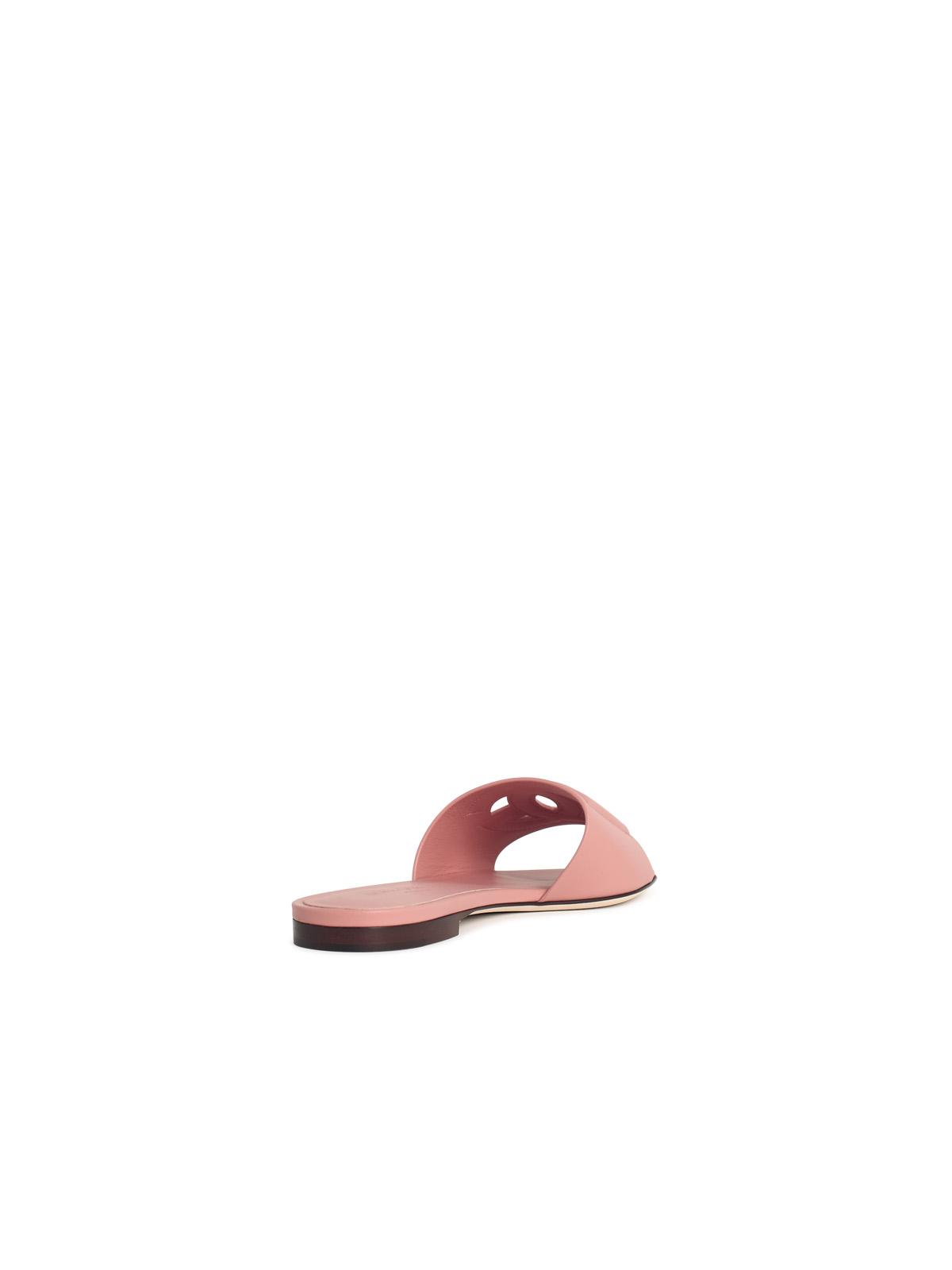 Dolce & Gabbana Pink Leather Slippers Women DOLCE & GABBANA