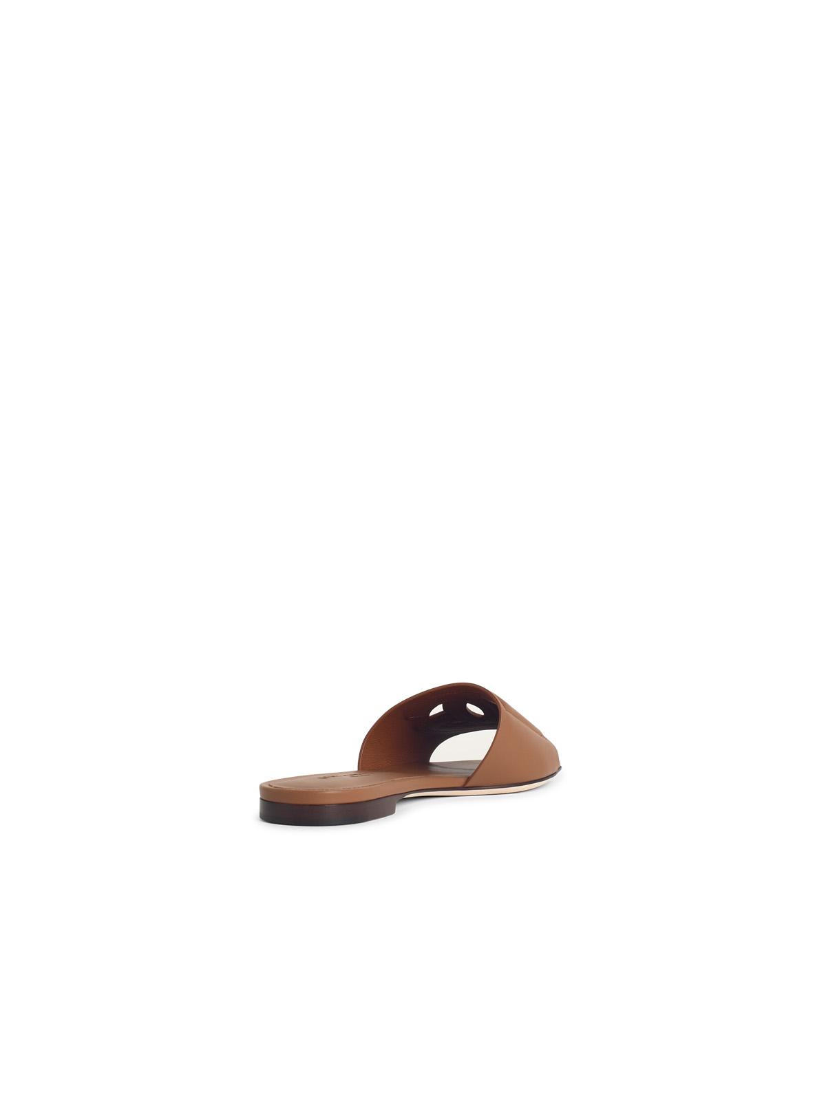 Dolce & Gabbana Brown Leather Slipper Women DOLCE & GABBANA