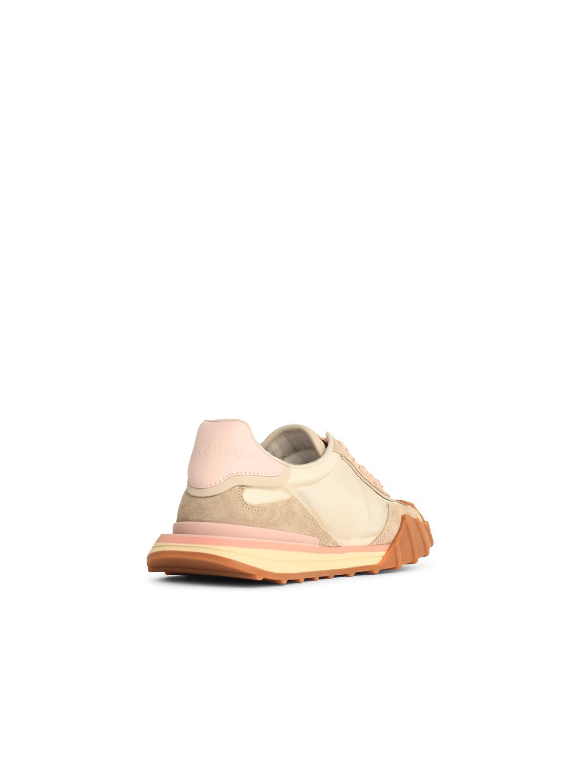Dolce & Gabbana 'Dg Athletic' Ivory And Pink Fabric And Leather Sneakers Women DOLCE & GABBANA