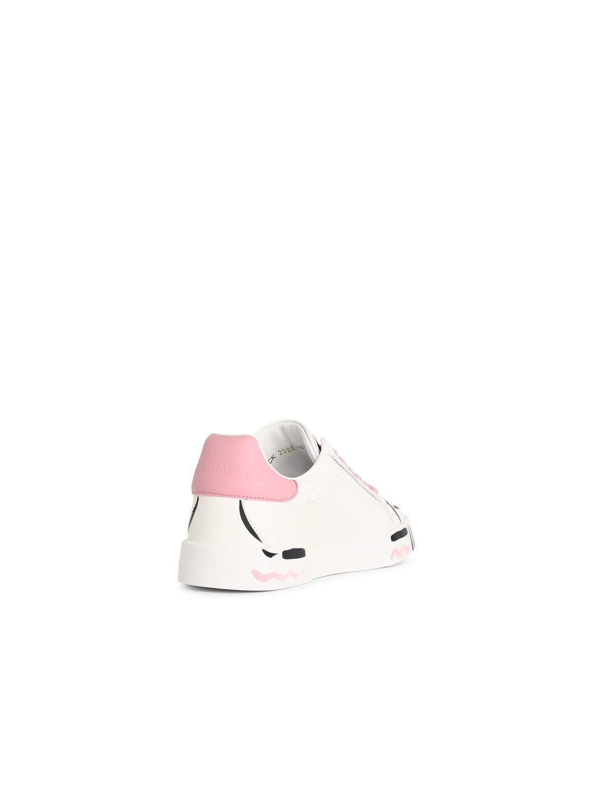 Dolce & Gabbana 'Portofino Light Strobel' White Leather Sneakers Women DOLCE & GABBANA