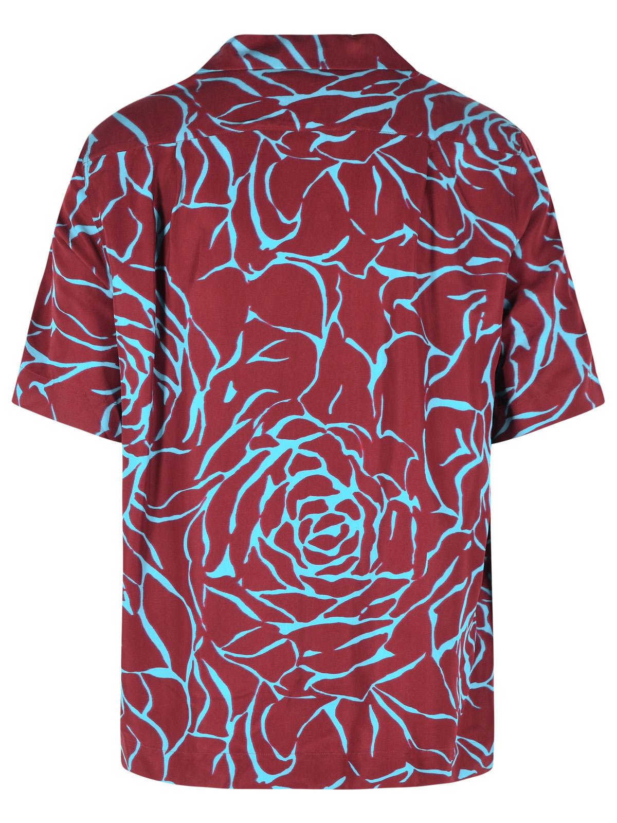 Dries Van Noten 'Carltone' Burgundy And Light Blue Viscose Shirt Men DRIES VAN NOTEN