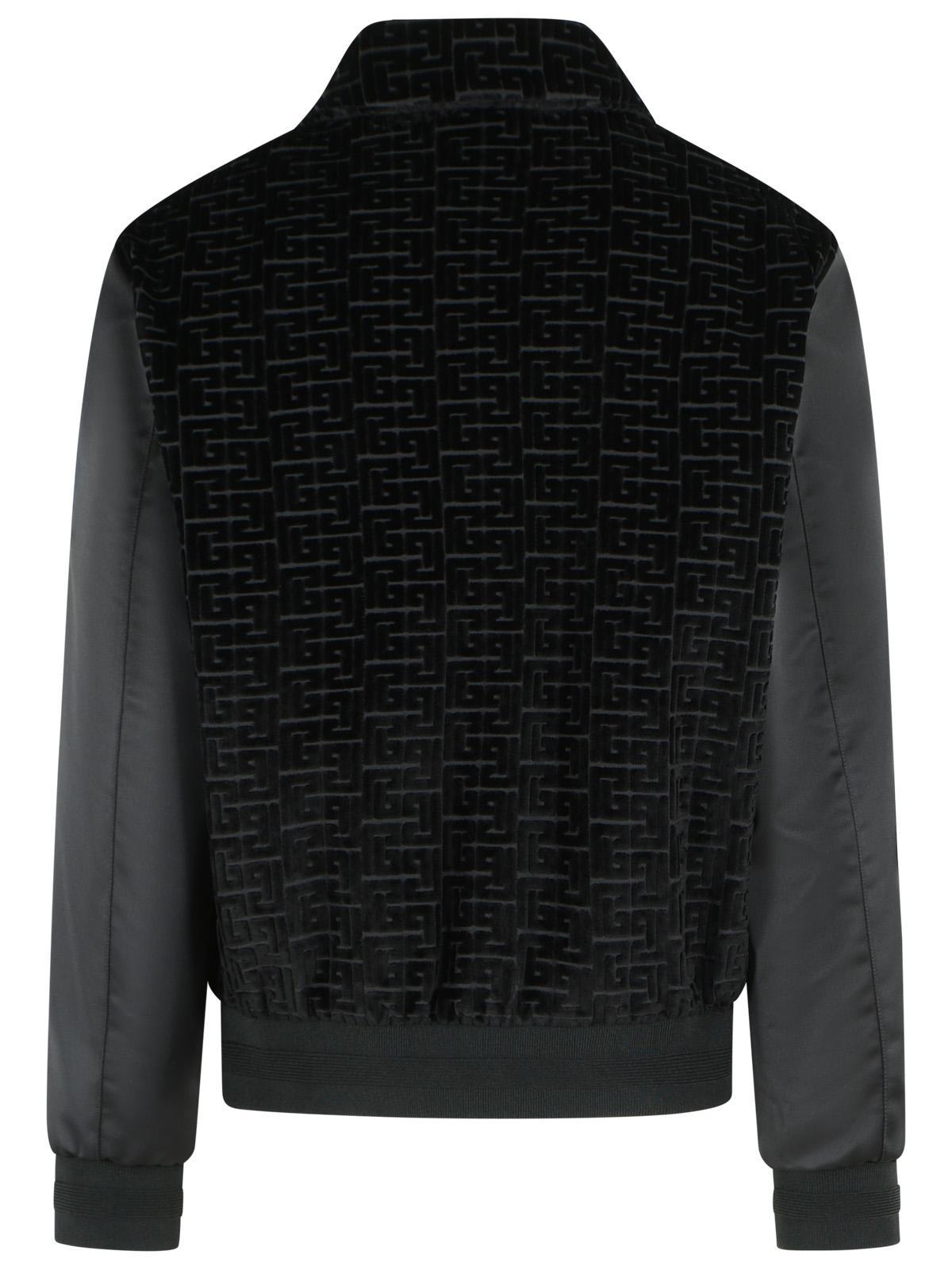 Balmain 'Monogram' Bomber Jacket In Cotton And Black Viscose Men BALMAIN
