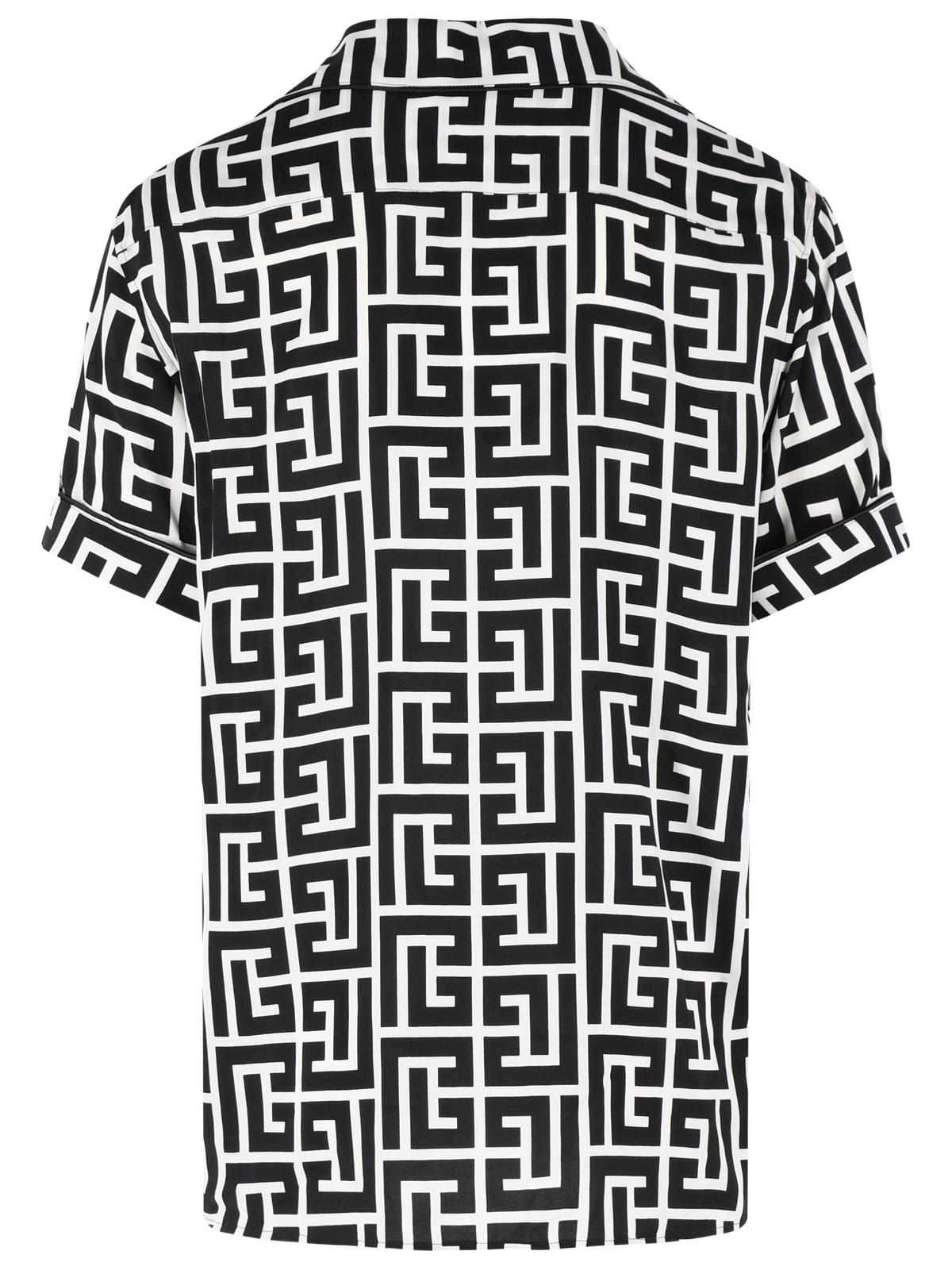 Balmain Black Viscose Shirt Men BALMAIN
