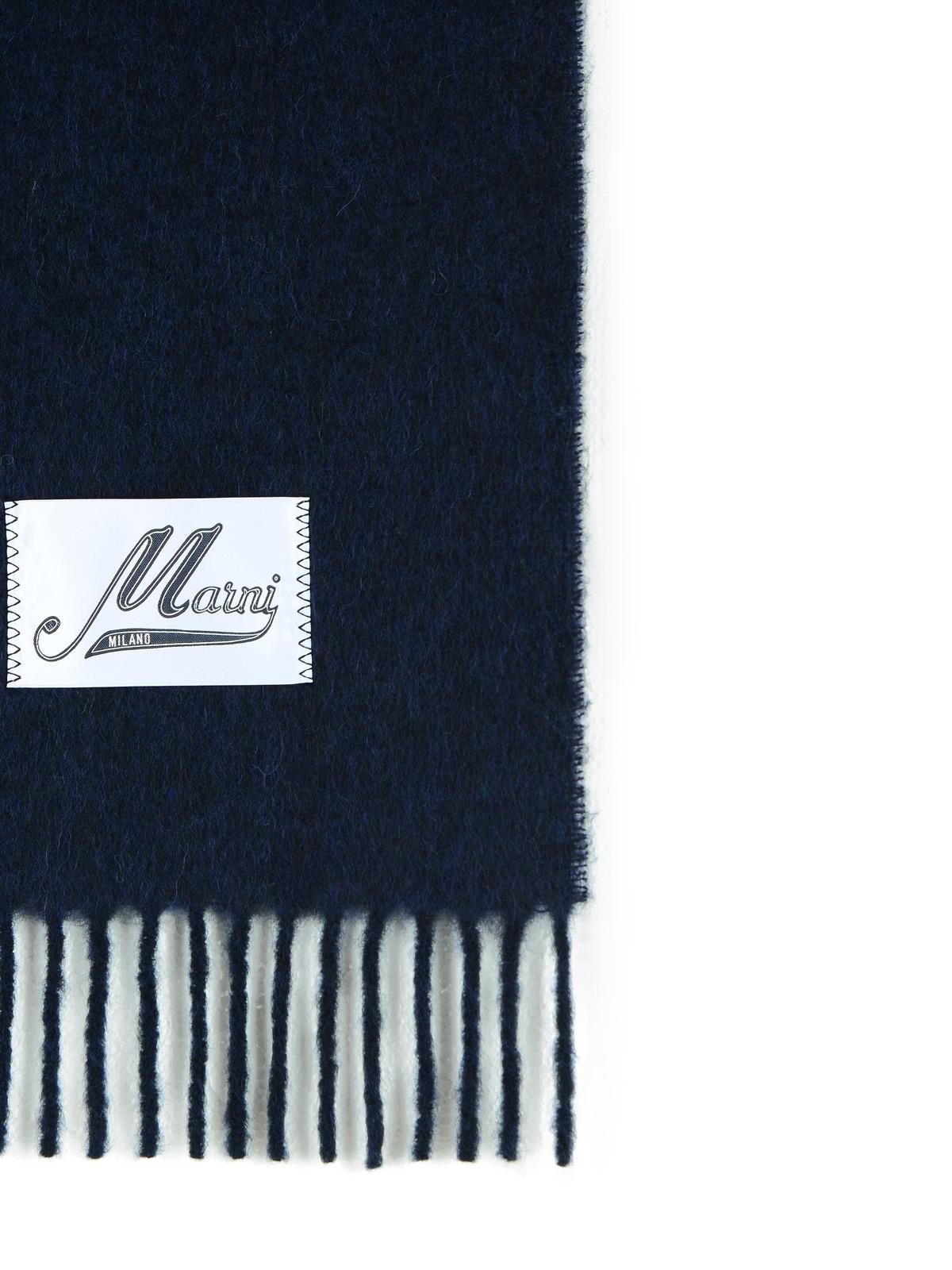 Marni Dark Blue Brushed Alpaca Blend Scarf Men