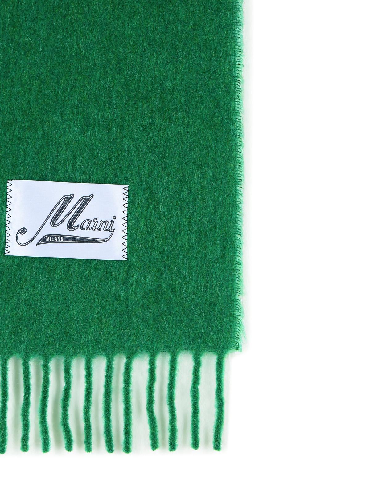 Marni Green Brushed Alpaca Blend Scarf Men
