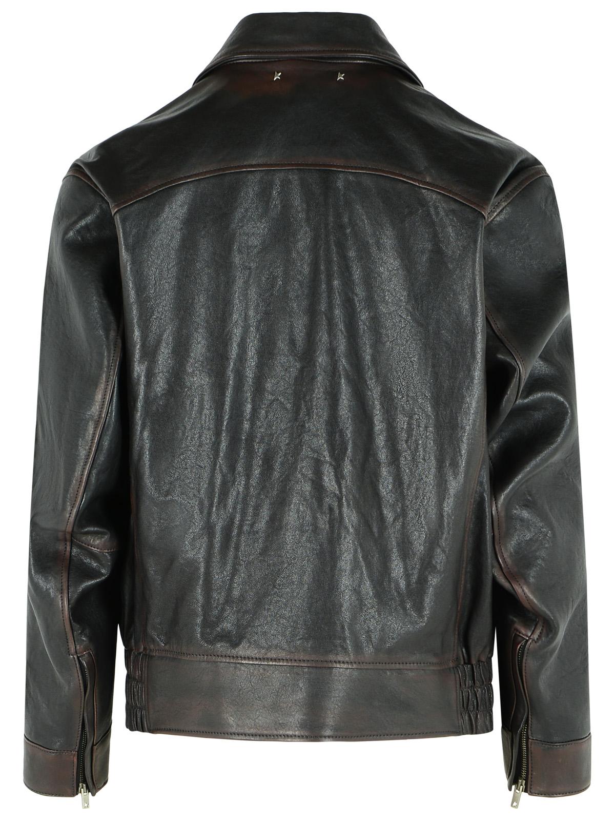 Golden Goose 'Prince' Brown Leather Bomber Jacket Men