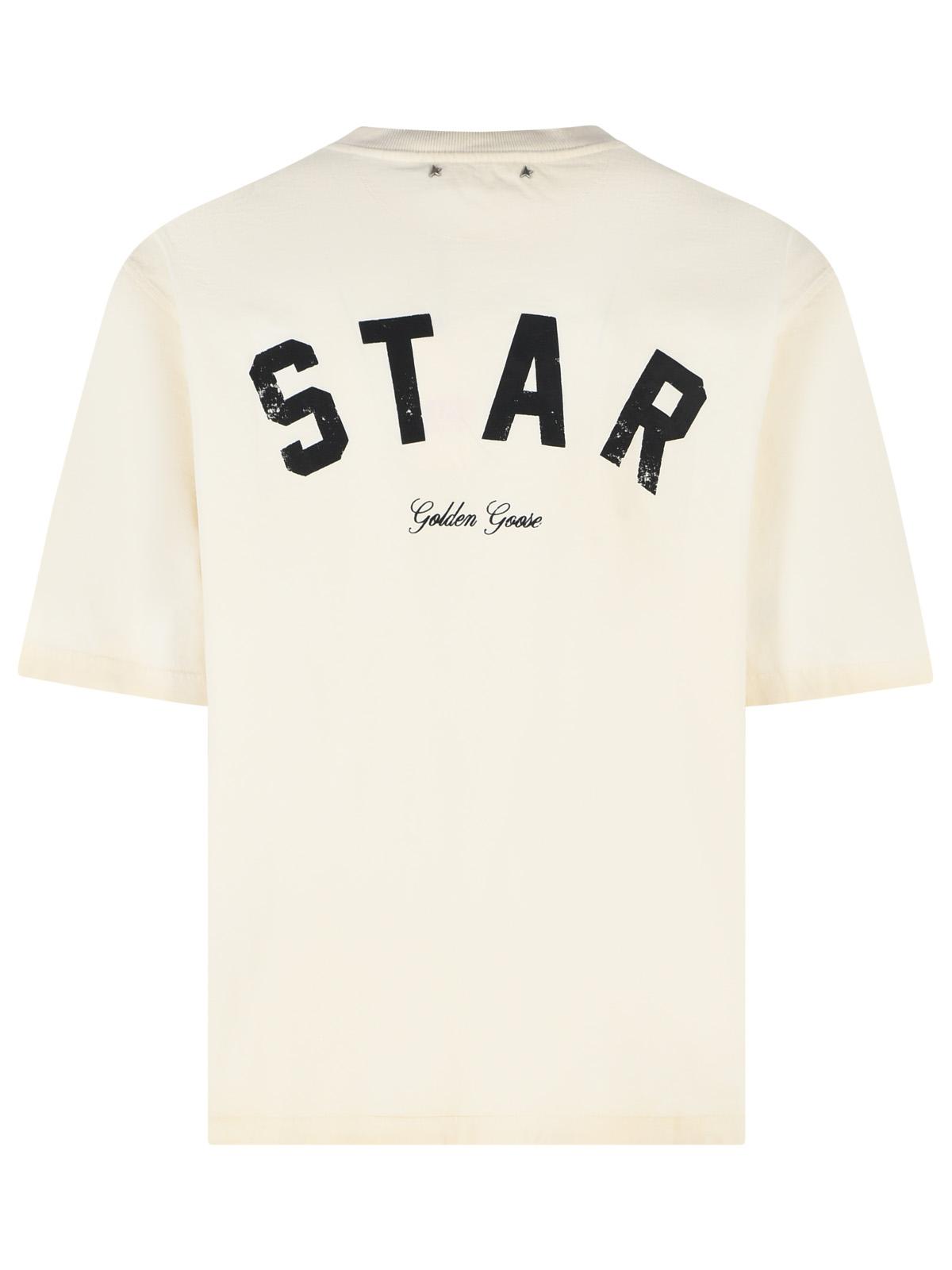 Golden Goose Uisex 'Star' Vintage White Cotton T-Shirt Women GOLDEN GOOSE