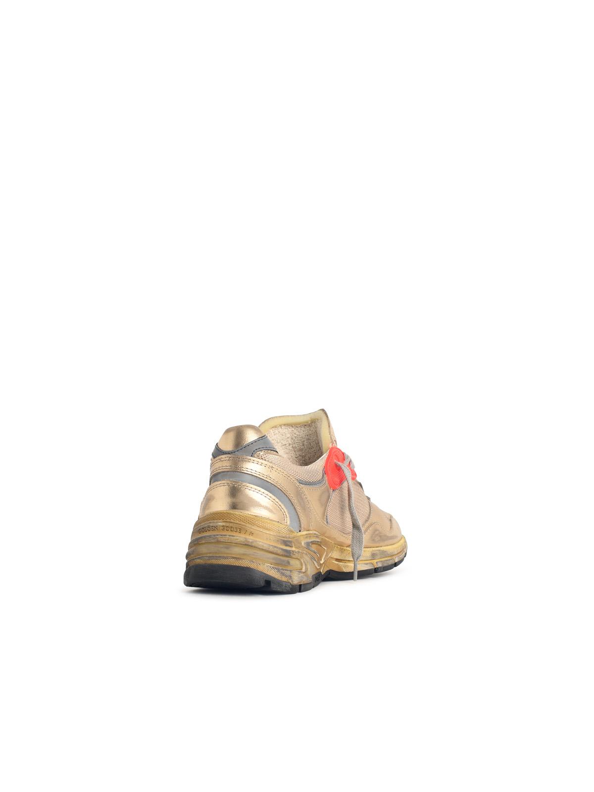 Golden Goose 'Running Dad' Gold And White Laminated Leather Blend Sneakers Women GOLDEN GOOSE