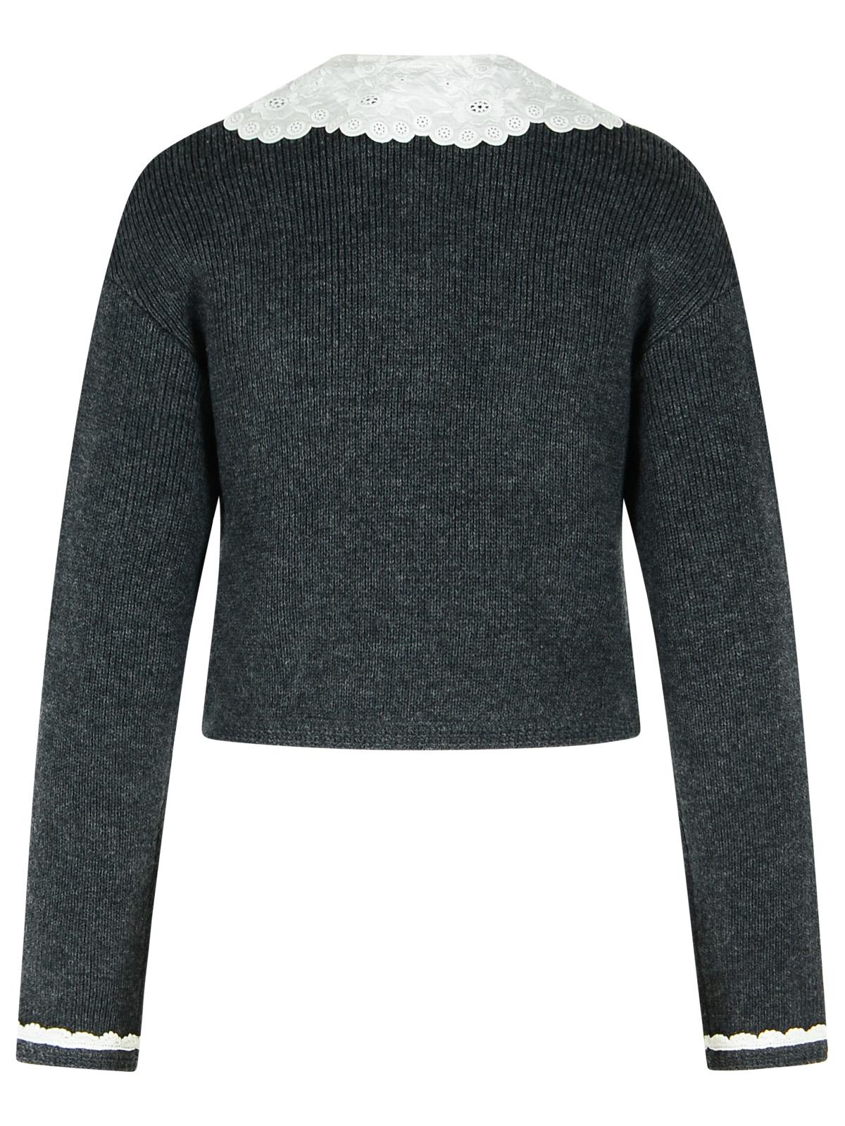 Self Portrait Dark Grey Wool Blend Crop Cardigan Women SELF-PORTRAIT