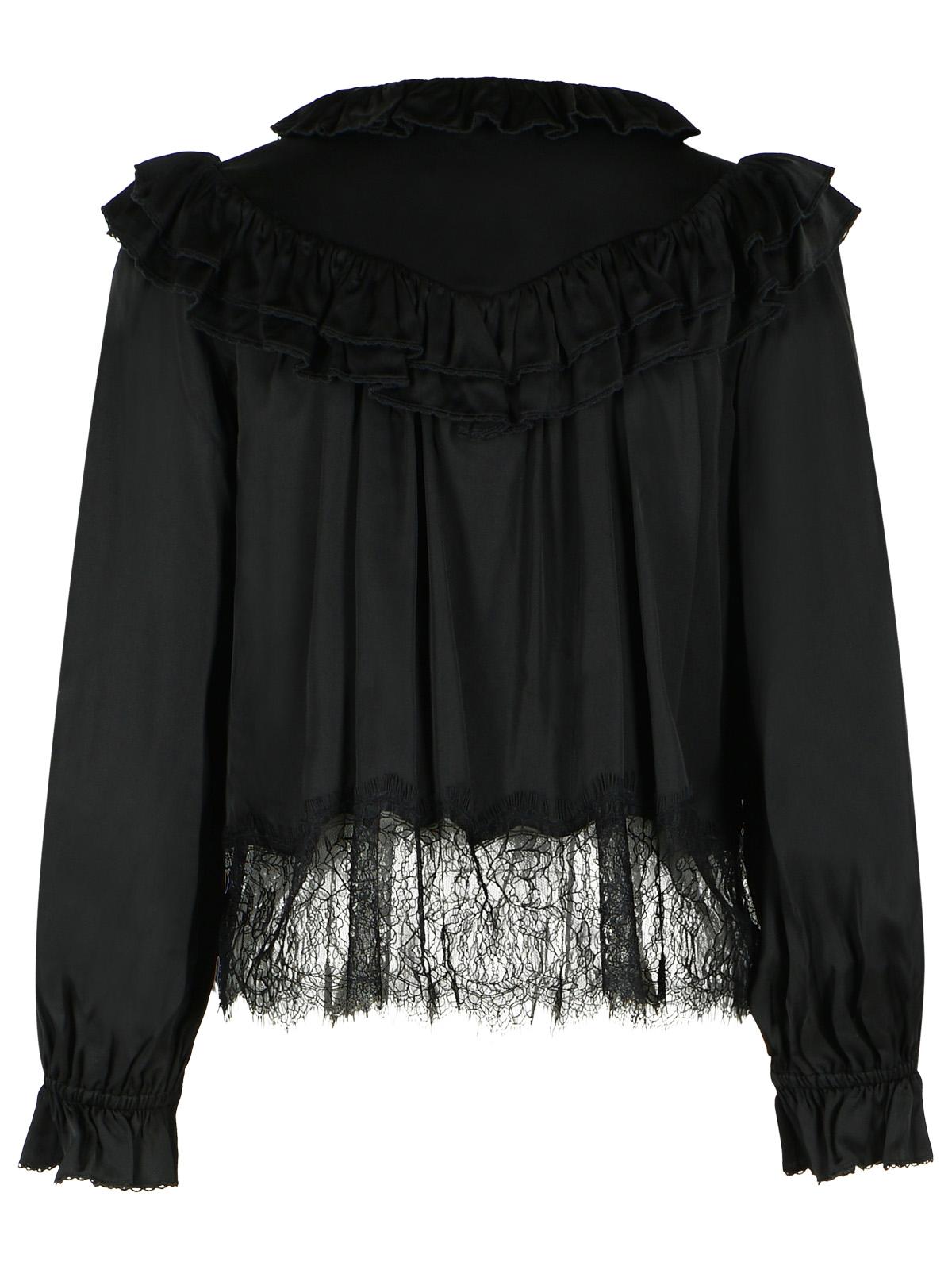 Self Portrait Black Viscose Blouse Women SELF-PORTRAIT