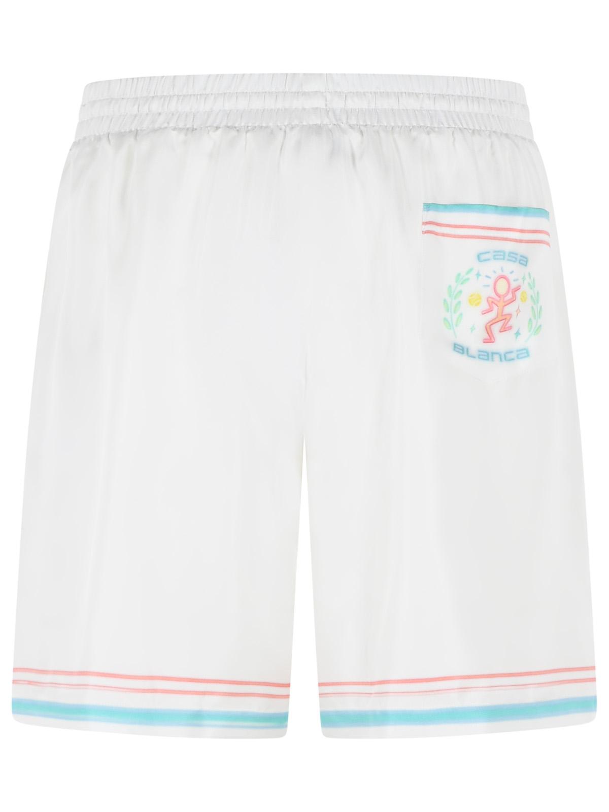Casablanca 'Dance Joy' White Silk Twill Shorts Men CASABLANCA