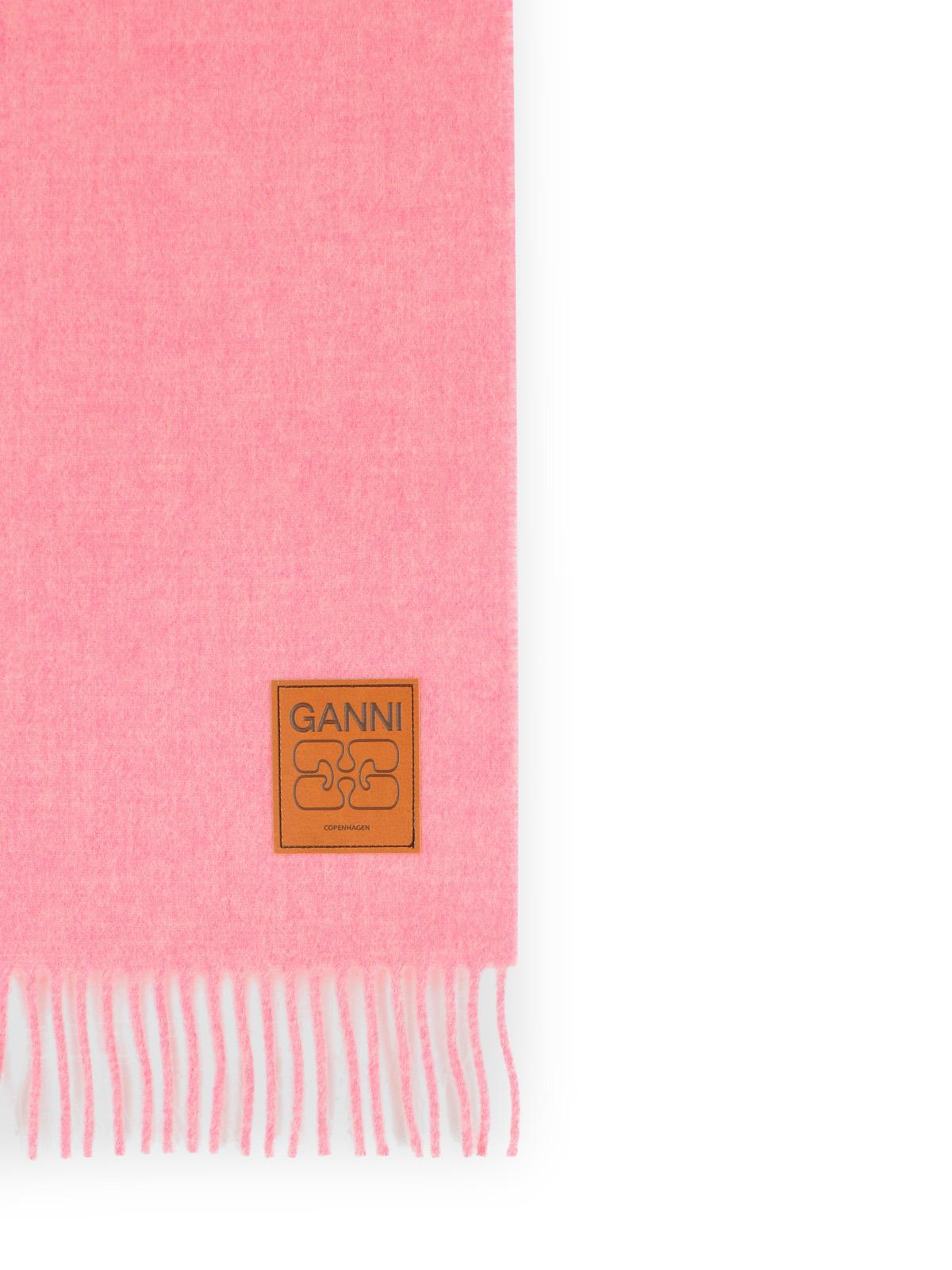 Ganni Pink Virgin Wool Scarf Women GANNI