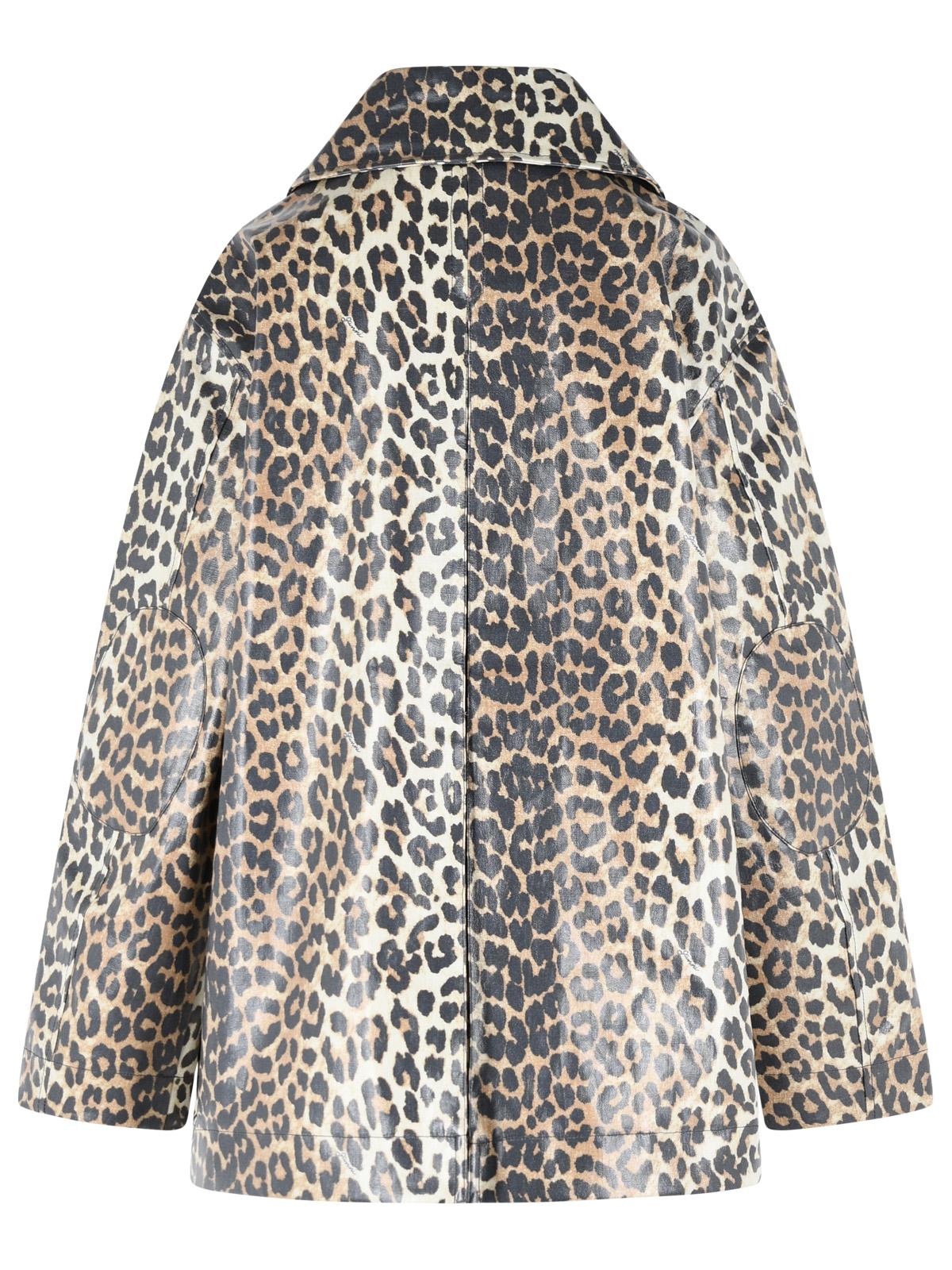 Ganni Leopard Print Cotton Blend Jacket Women GANNI