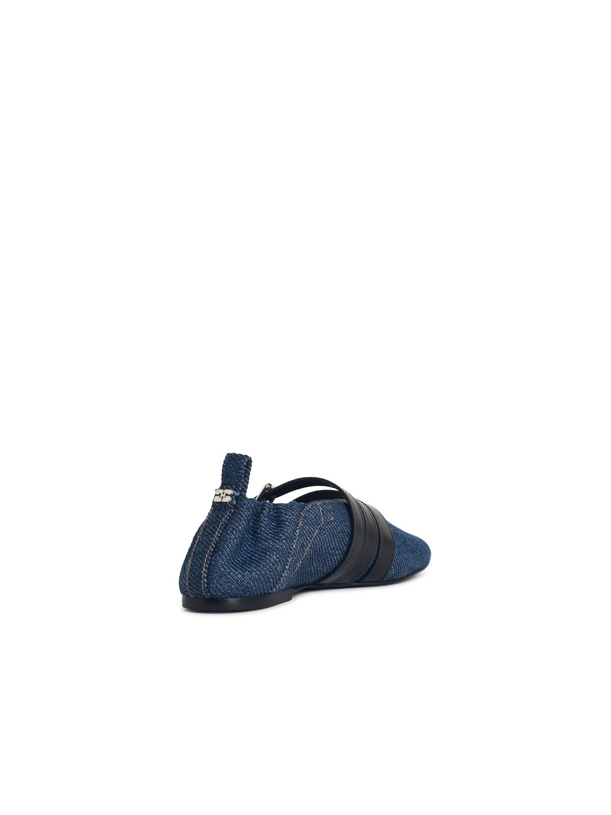 Ganni 'Sporty' Blue Denim Ballet Flats 'Rinse' Women GANNI