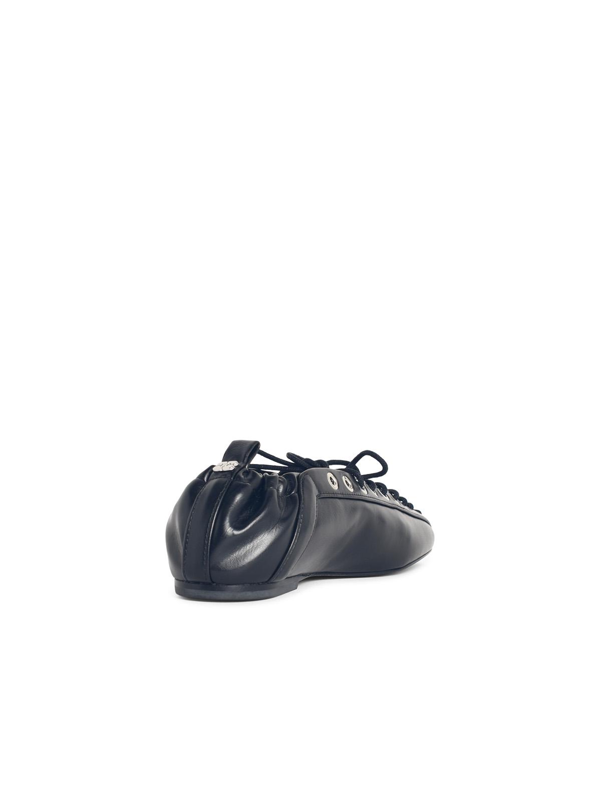 Ganni 'Lace-Up' Black Oleatex Ballet Flats Women GANNI