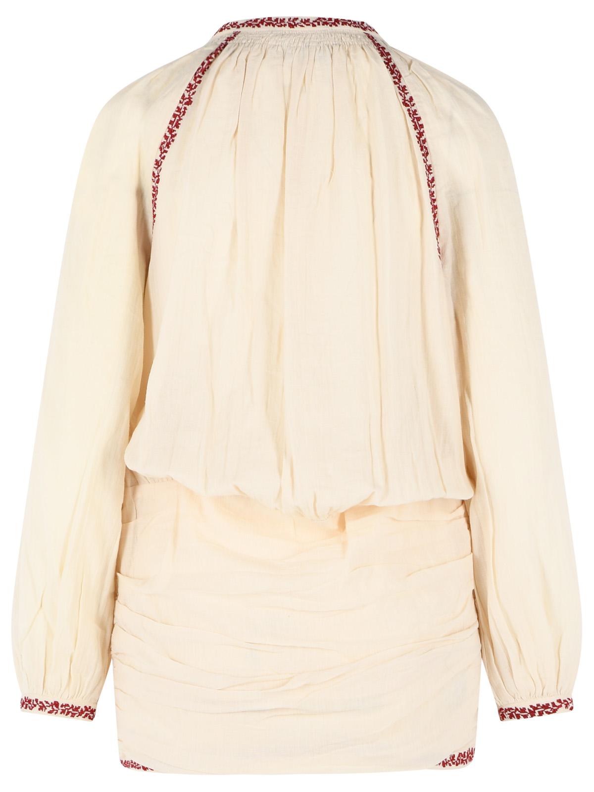 Isabel Marant Etoile 'Ludy' Short Dress In Beige And Red Cotton Women