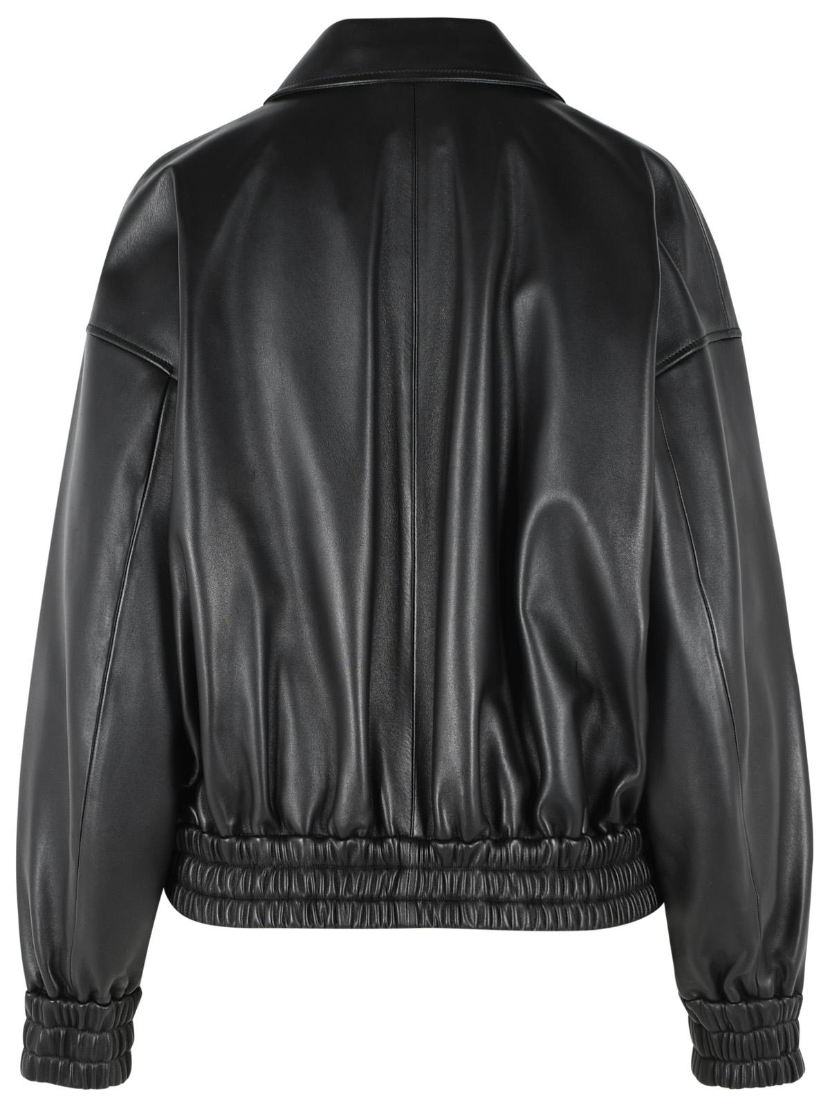 Jil Sander Black Leather Bomber Jacket Women JIL SANDER