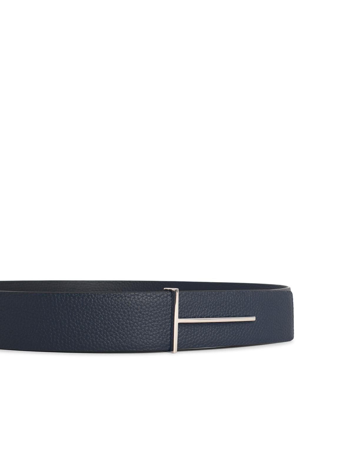 Tom Ford Navy Reversible Leather Belt Men TOM FORD