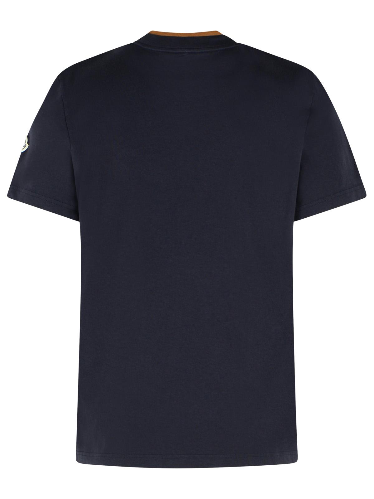 Moncler Navy Blue Cotton Embroidered Logo T-Shirt Men MONCLER