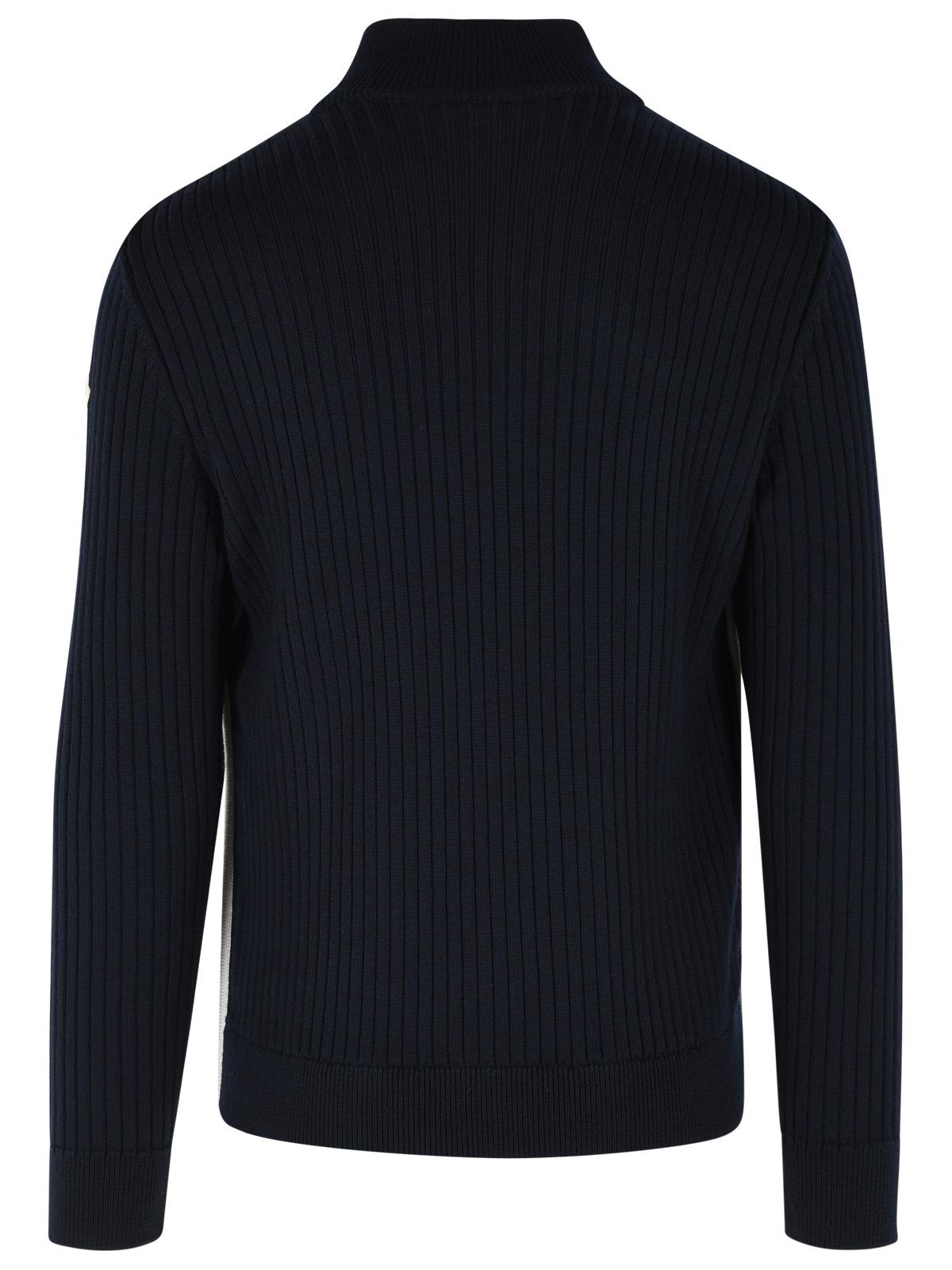 Moncler Padded Virgin Wool Cardigan With Zip Navy Blue Men MONCLER