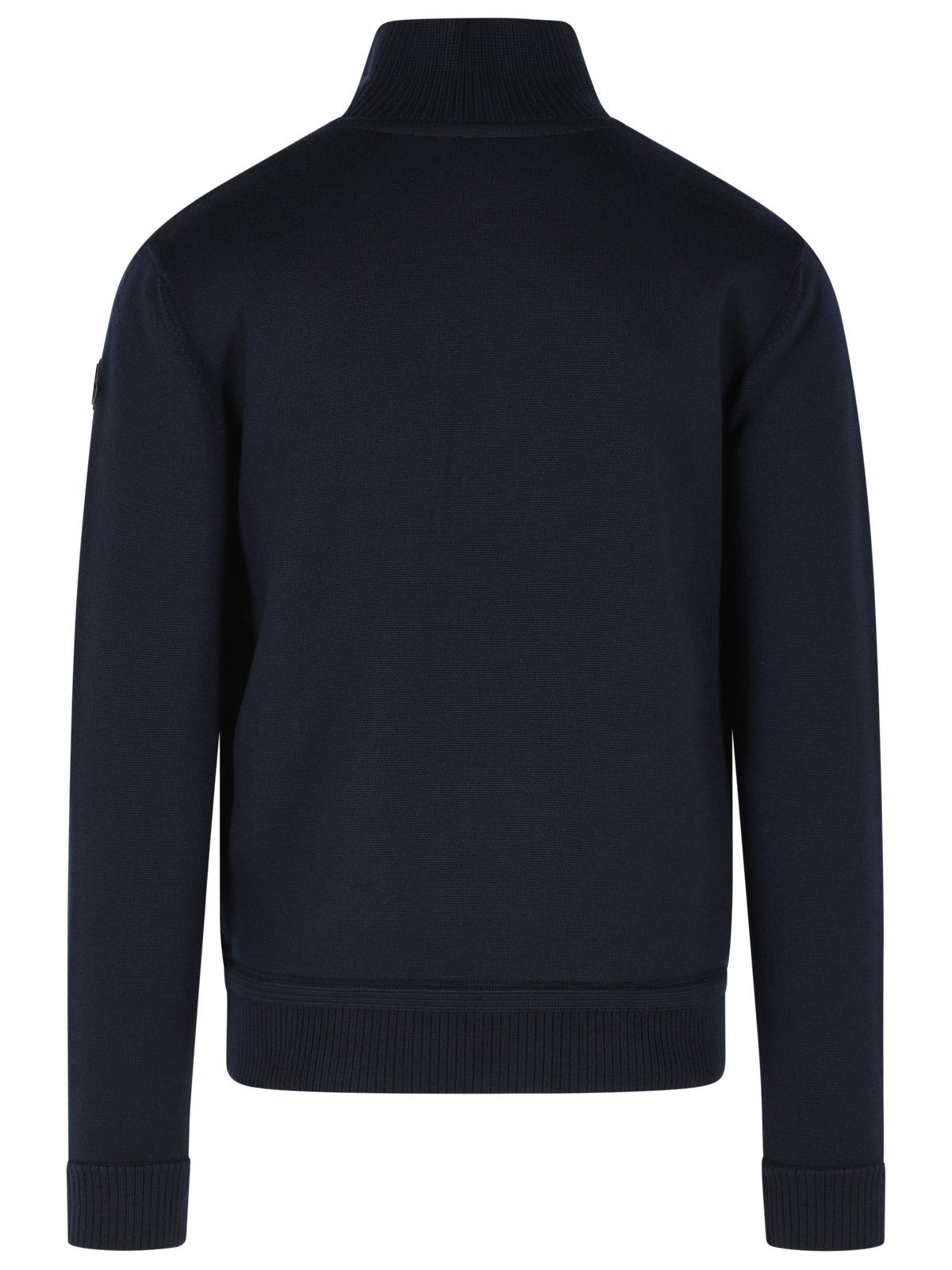 Moncler Padded Virgin Wool Cardigan With Zip Navy Blue Men MONCLER