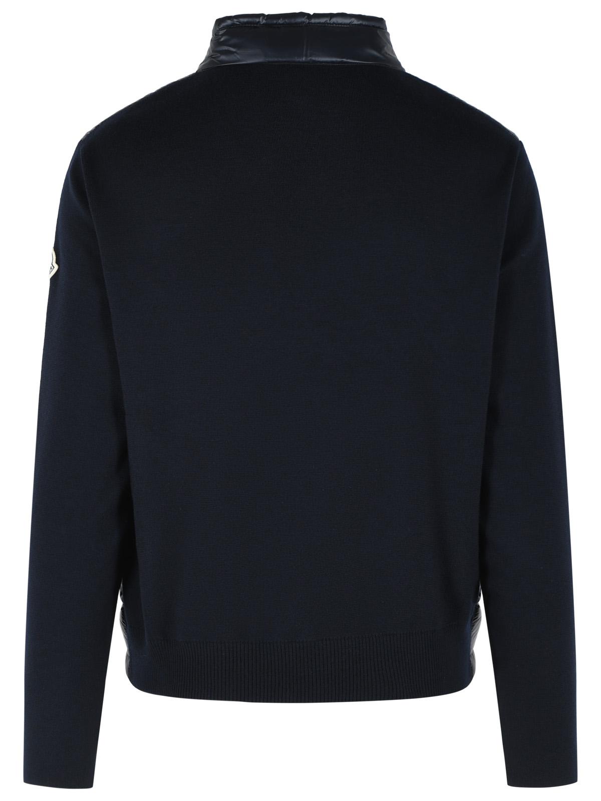 Moncler Padded Virgin Wool Crdigan With Zip Navy Blue Men MONCLER