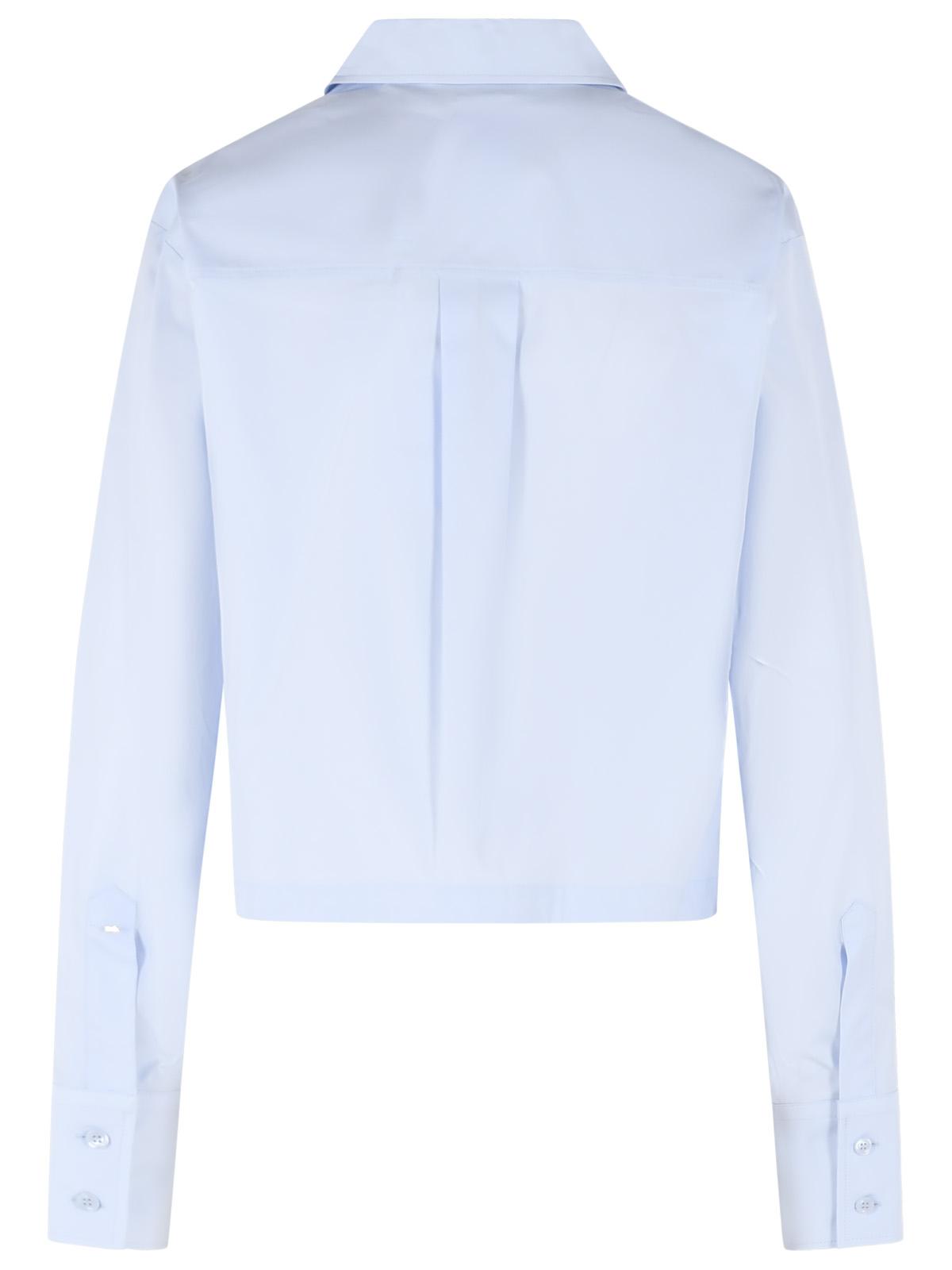 Sportmax 'Certo' Cropped Shirt In Cotton Poplin With Light Blue Asymmetric Pleats Women SPORTMAX