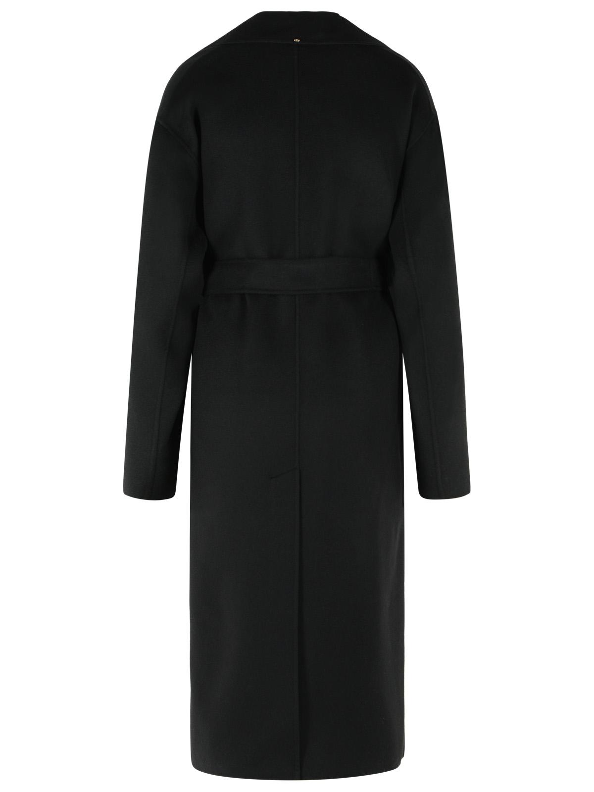 Sportmax Cose' Robe Coat In Pure Black Virgin Wool Women SPORTMAX