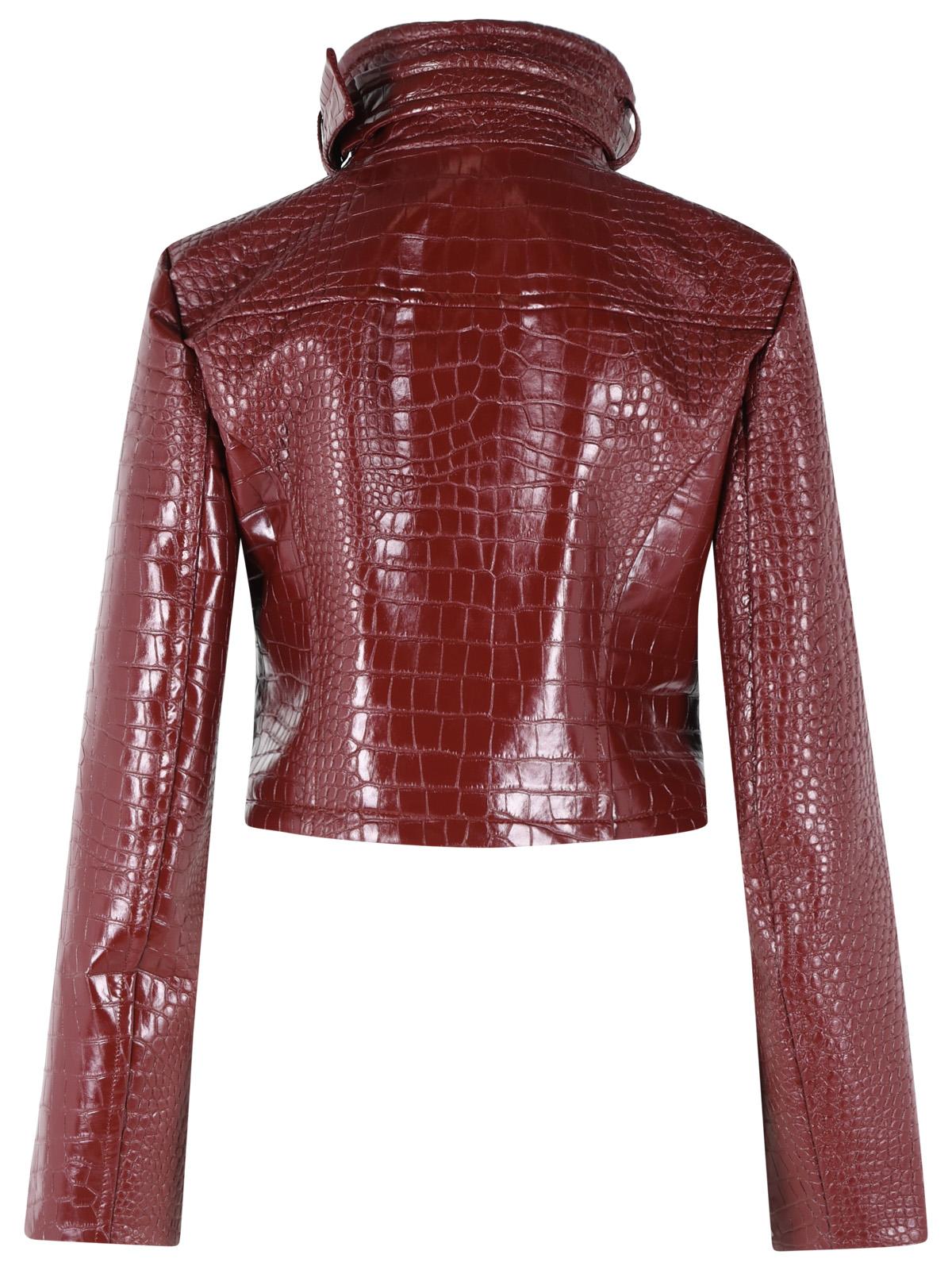 Sportmax 'Sultan' Crop Jacket In Dark Red Alligator Print Patent Leather Women SPORTMAX