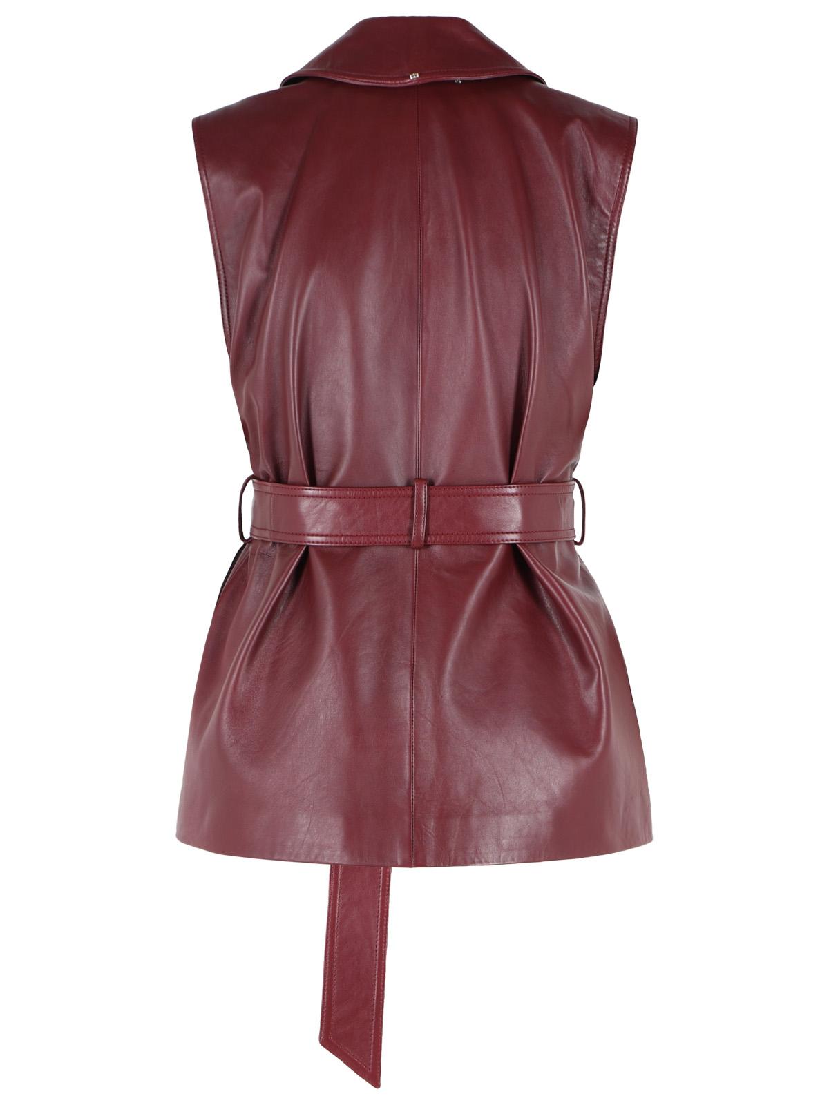 Sportmax Two-Piece 'Tenzone' Burgundy Nappa Leather Jacket Women SPORTMAX