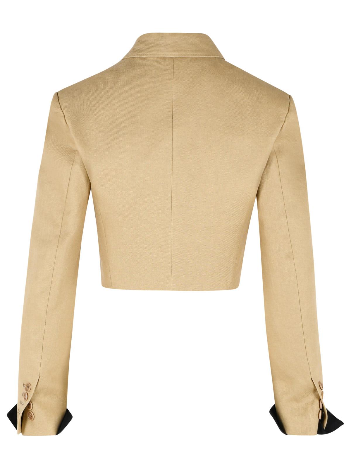 Max Mara 'Buono' Diagonal Cropped Jacket In Camel Linen Women MAX MARA