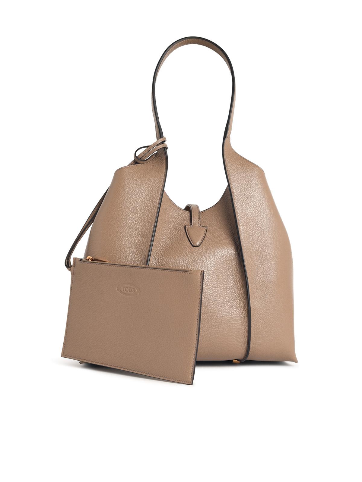 Tod's Small Beige Leather 'T Timeless' Shopping Bag Women TOD'S