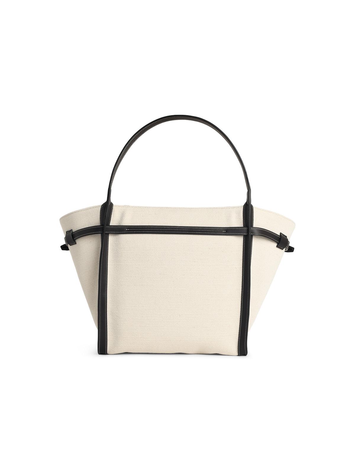 Tod's 'Shopping Tim' Canvas And Midi White Leather Bag Women TOD'S