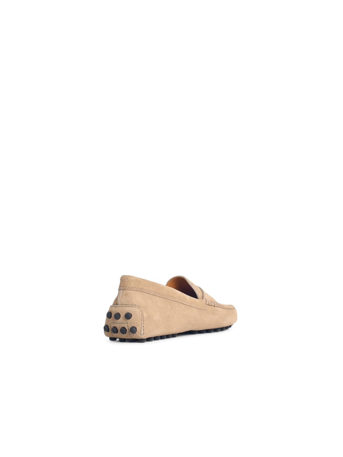 Tod's 'Gommino' Beige Suede Loafers With Light Tobacco Women TOD'S