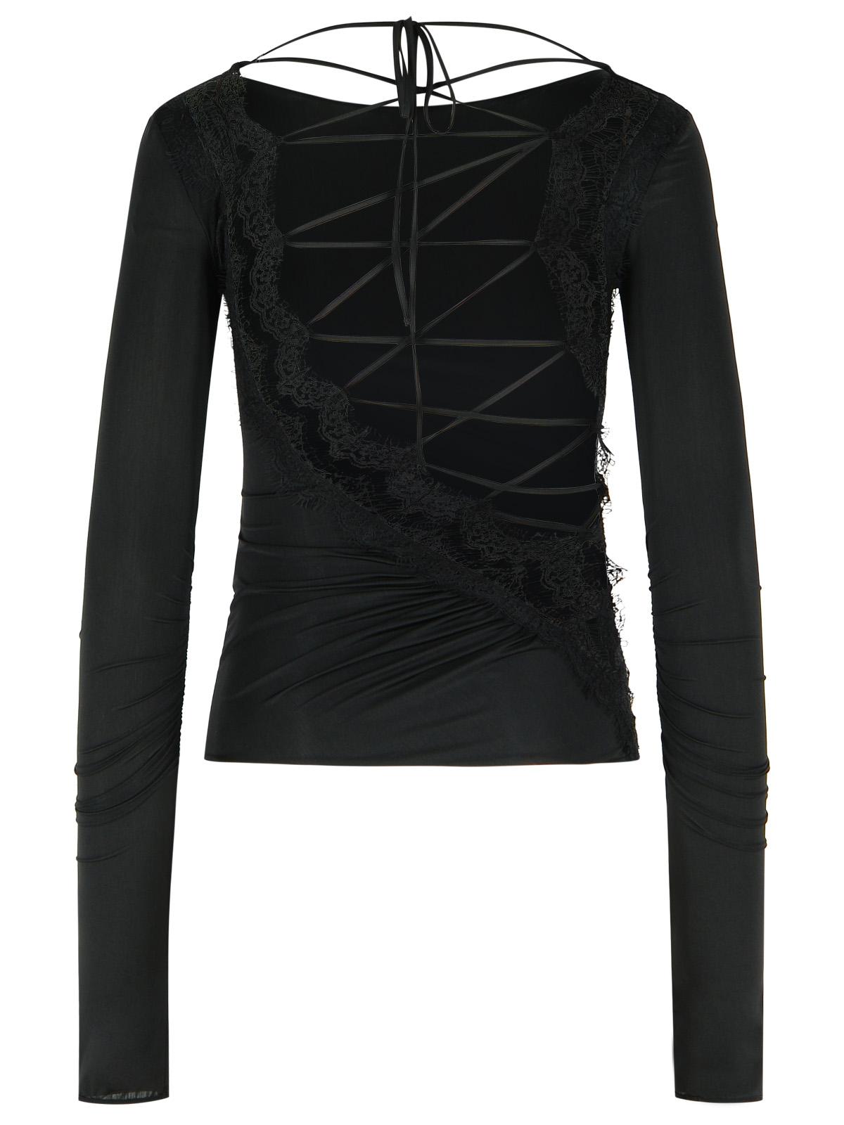 Blumarine Black Stretch Nylon Sweater Women BLUMARINE