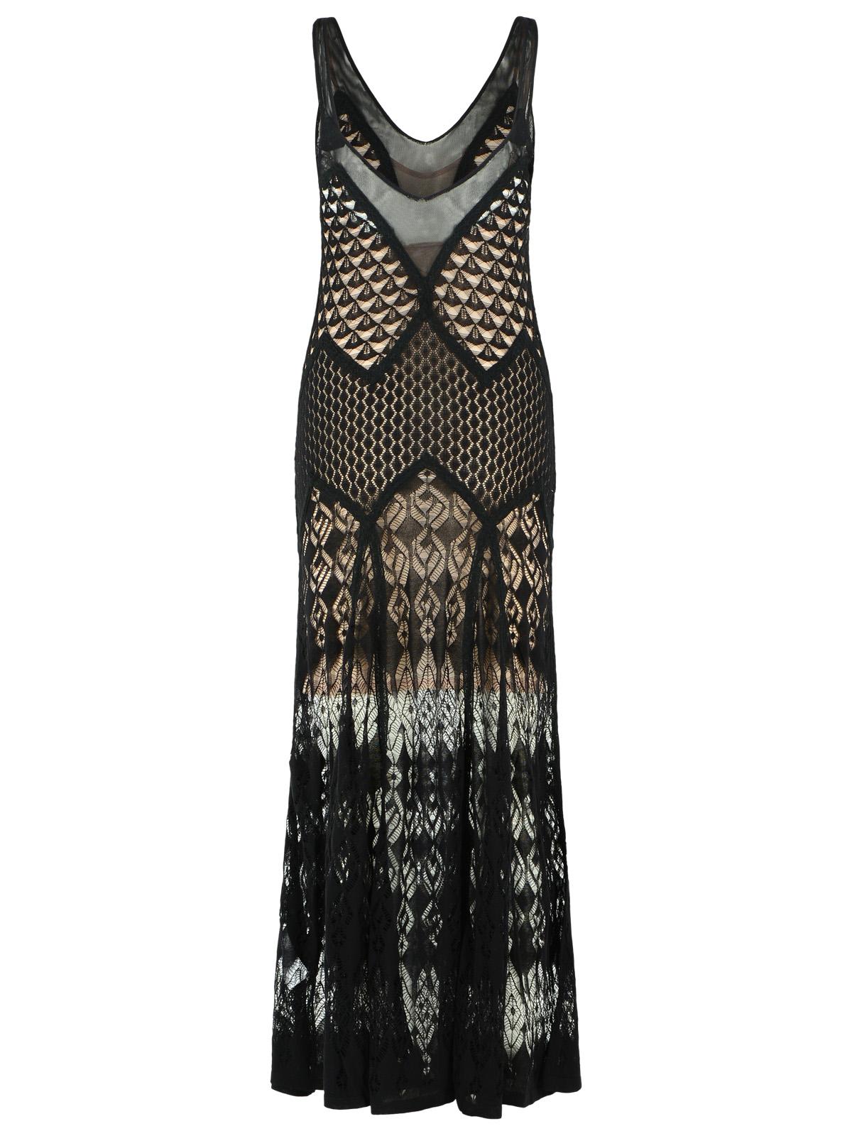 Blumarine Long Dress In Black Worked Cotton Women BLUMARINE