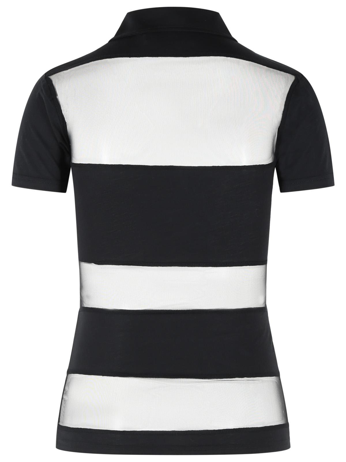 Coperni 'Striped' Black Cotton Blend Polo Shirt Women COPERNI