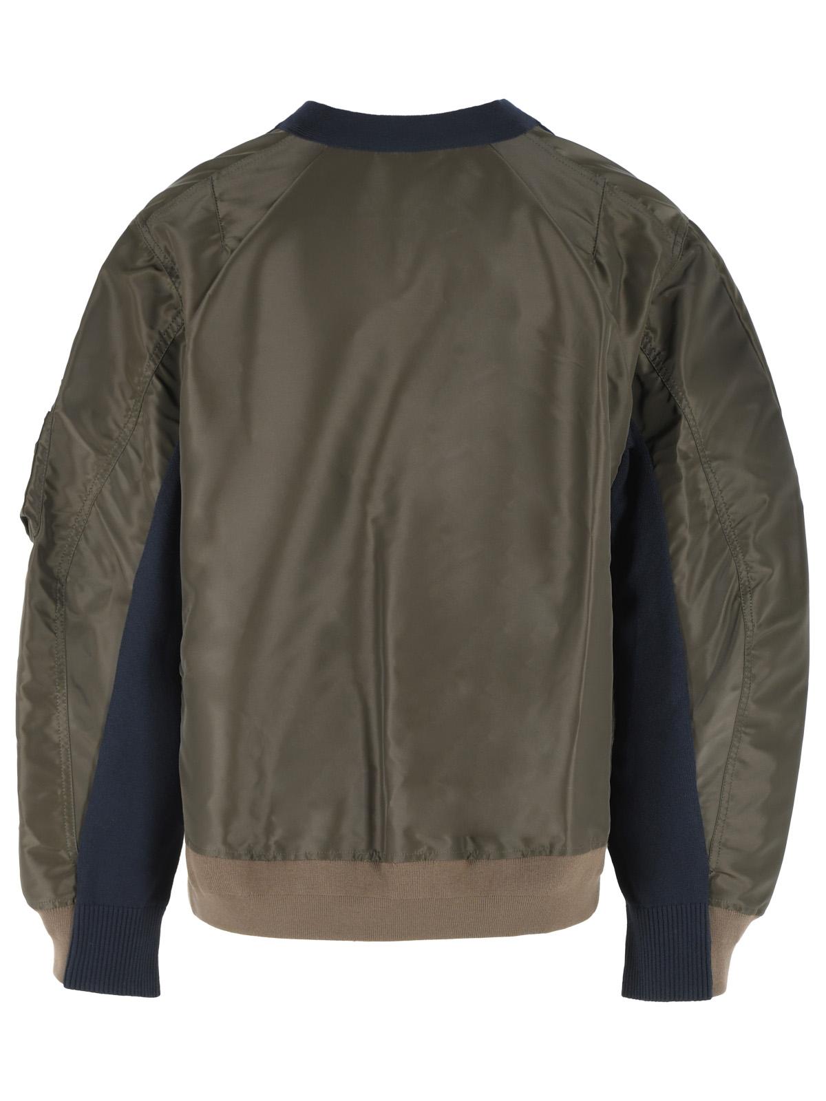 Sacai Cardigan In Navy Cotton And Khaki Blend Men SACAI