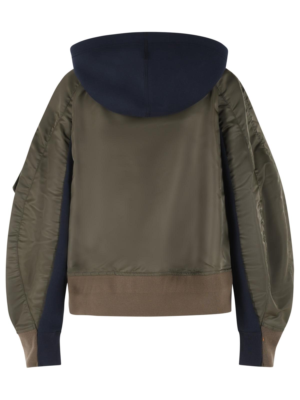 Sacai Hoodie In Navy Cotton And Khaki Blend Women SACAI