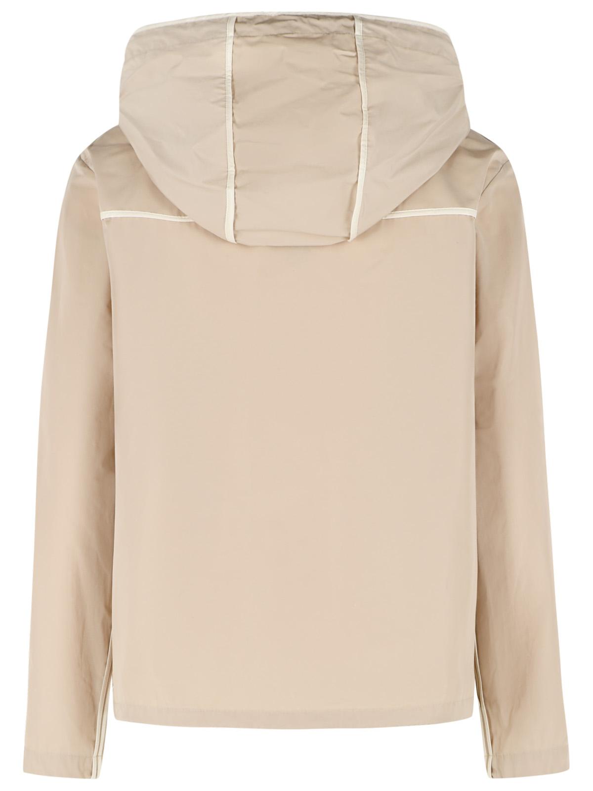 Moncler 'Sarracenia' Hooded Jacket In Polyester And Beige Cotton Women MONCLER