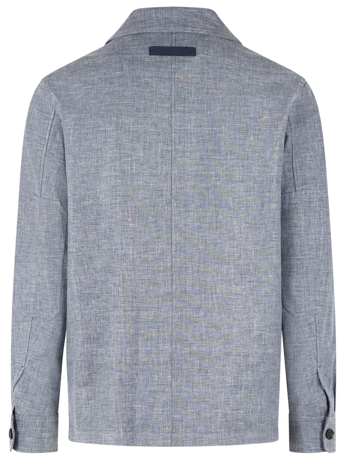 Zegna Light Blue Linen Blend Shirt Men ZEGNA