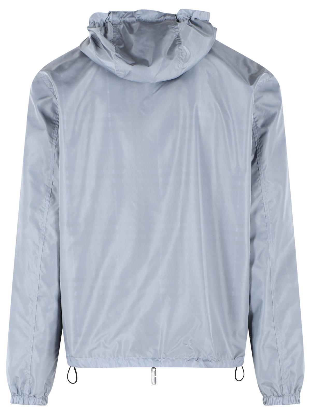 Burberry Blue Wave Polyester 'Newport Check' Reversible Hooded Jacket Men BURBERRY